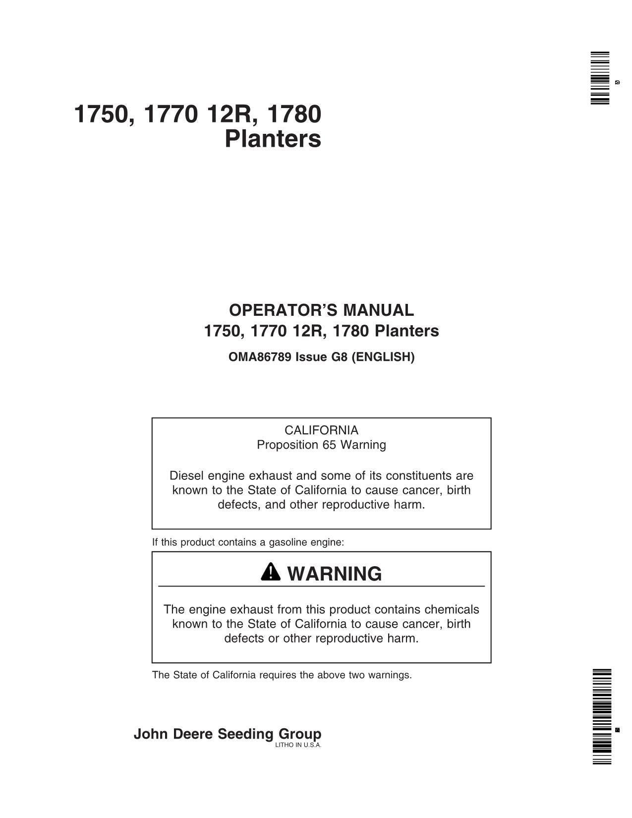 JOHN DEERE 1750 1780 1770 PFLANZMASCHINE BEDIENUNGSANLEITUNG #7