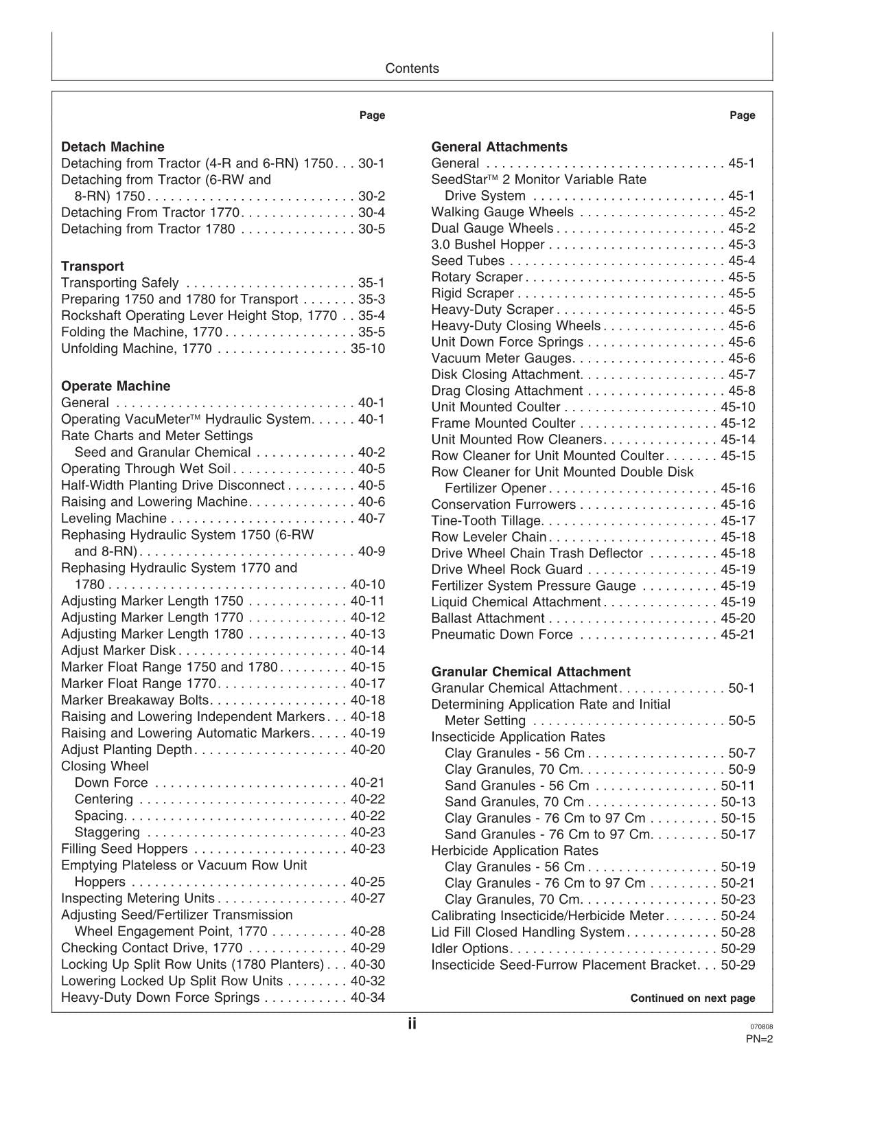 JOHN DEERE 1750 1780 1770 PLANTER OPERATORS MANUAL #7