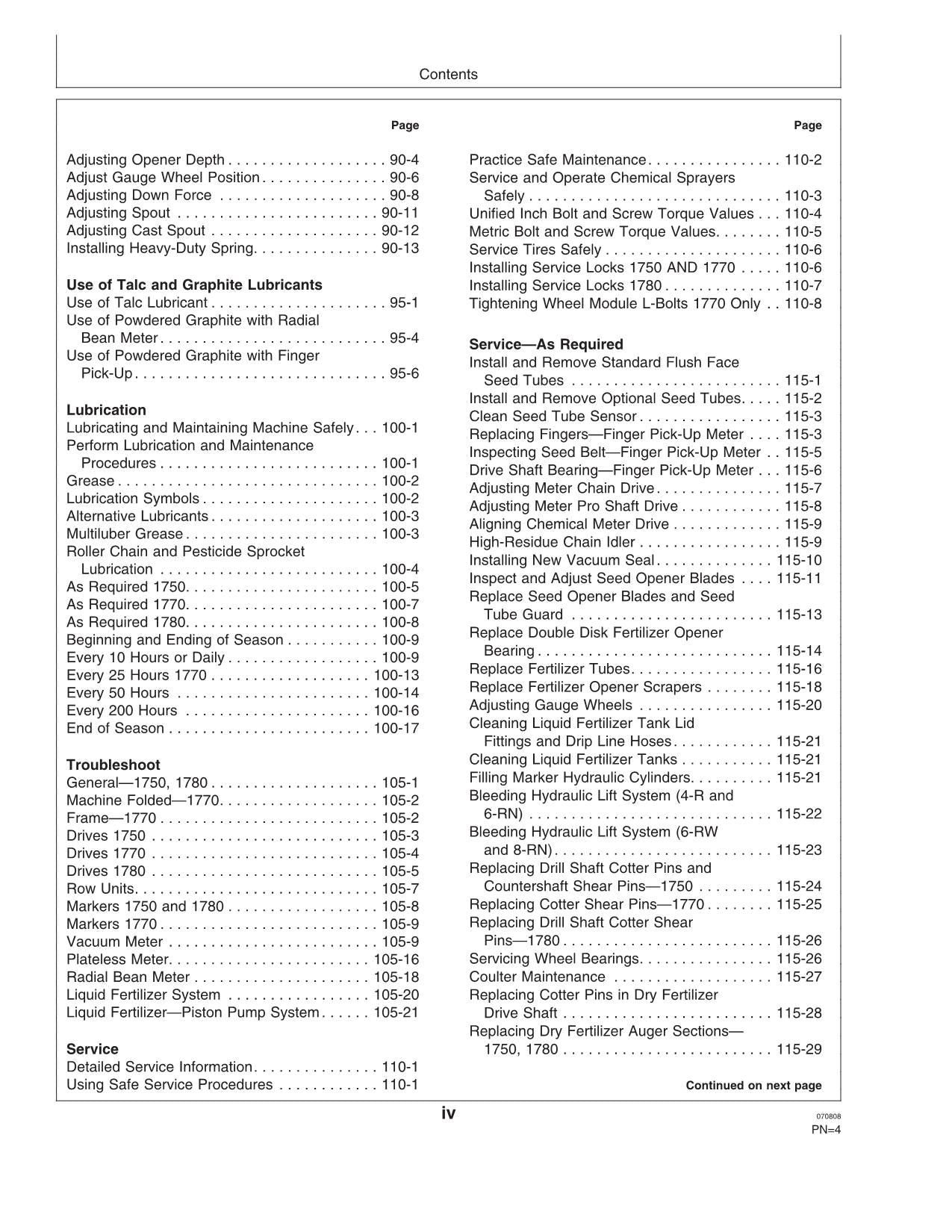 JOHN DEERE 1750 1780 1770 PLANTER OPERATORS MANUAL #7