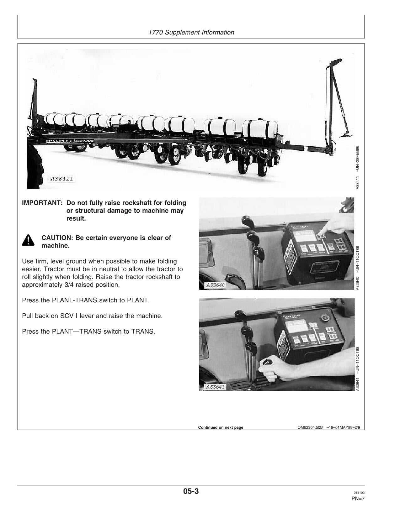 JOHN DEERE 7200 1770 PLANTER OPERATORS MANUAL #1