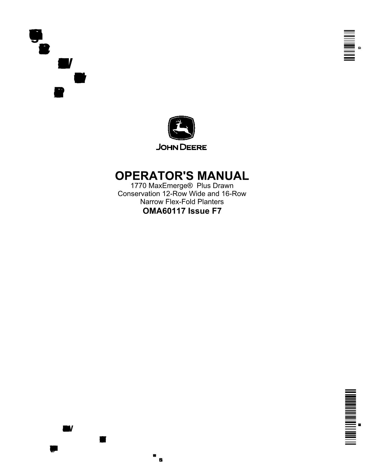 JOHN DEERE 1770 PLANTER OPERATORS MANUAL #7