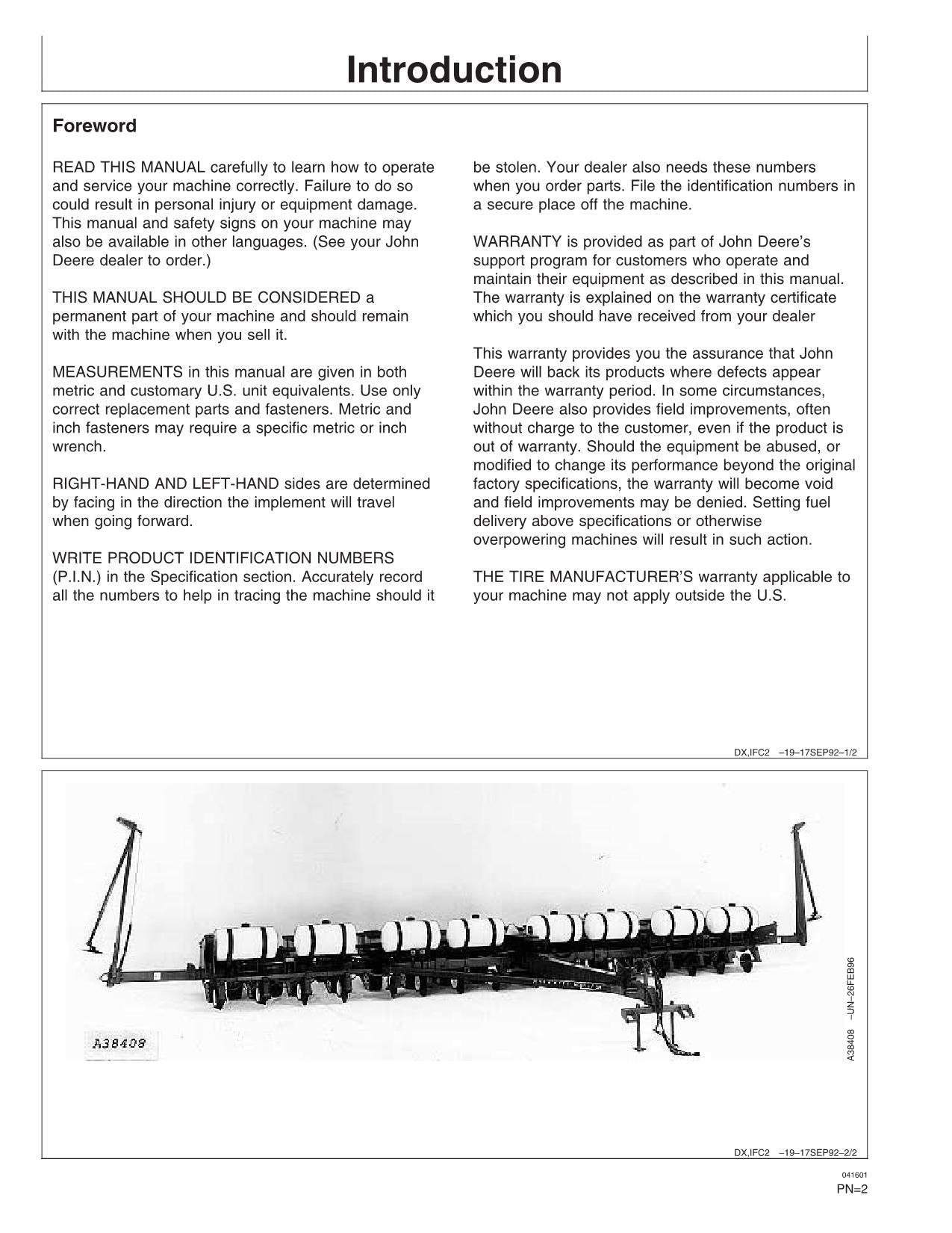 MANUEL D'UTILISATION DU SEMOIR JOHN DEERE 1770 OMA69688