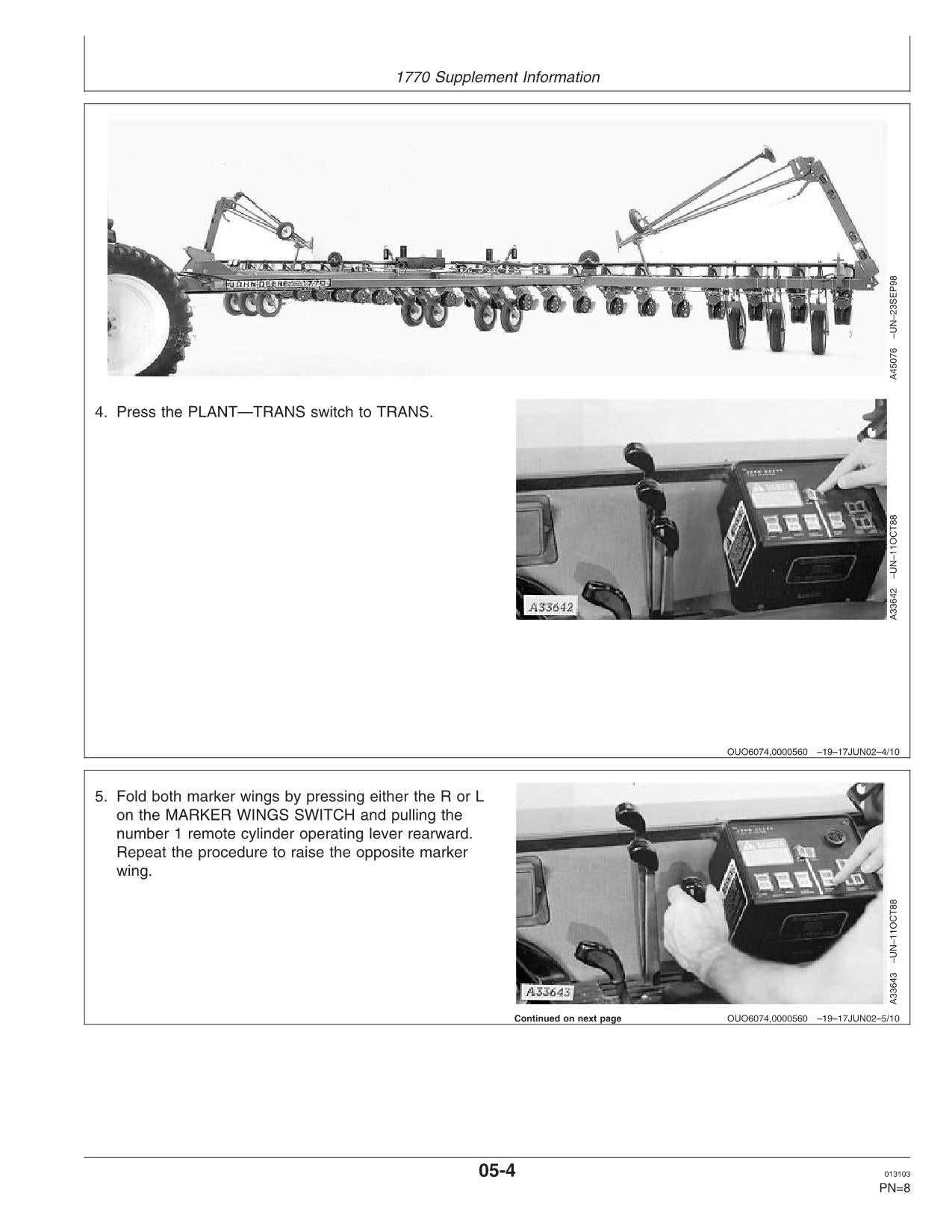 MANUEL D'UTILISATION DU SEMOIR JOHN DEERE 7200 1770 #2