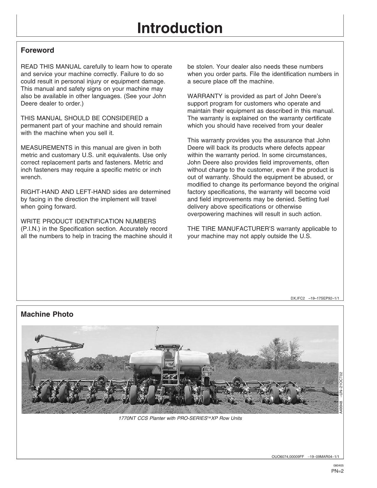 JOHN DEERE 1770NT PLANTER OPERATORS MANUAL #11