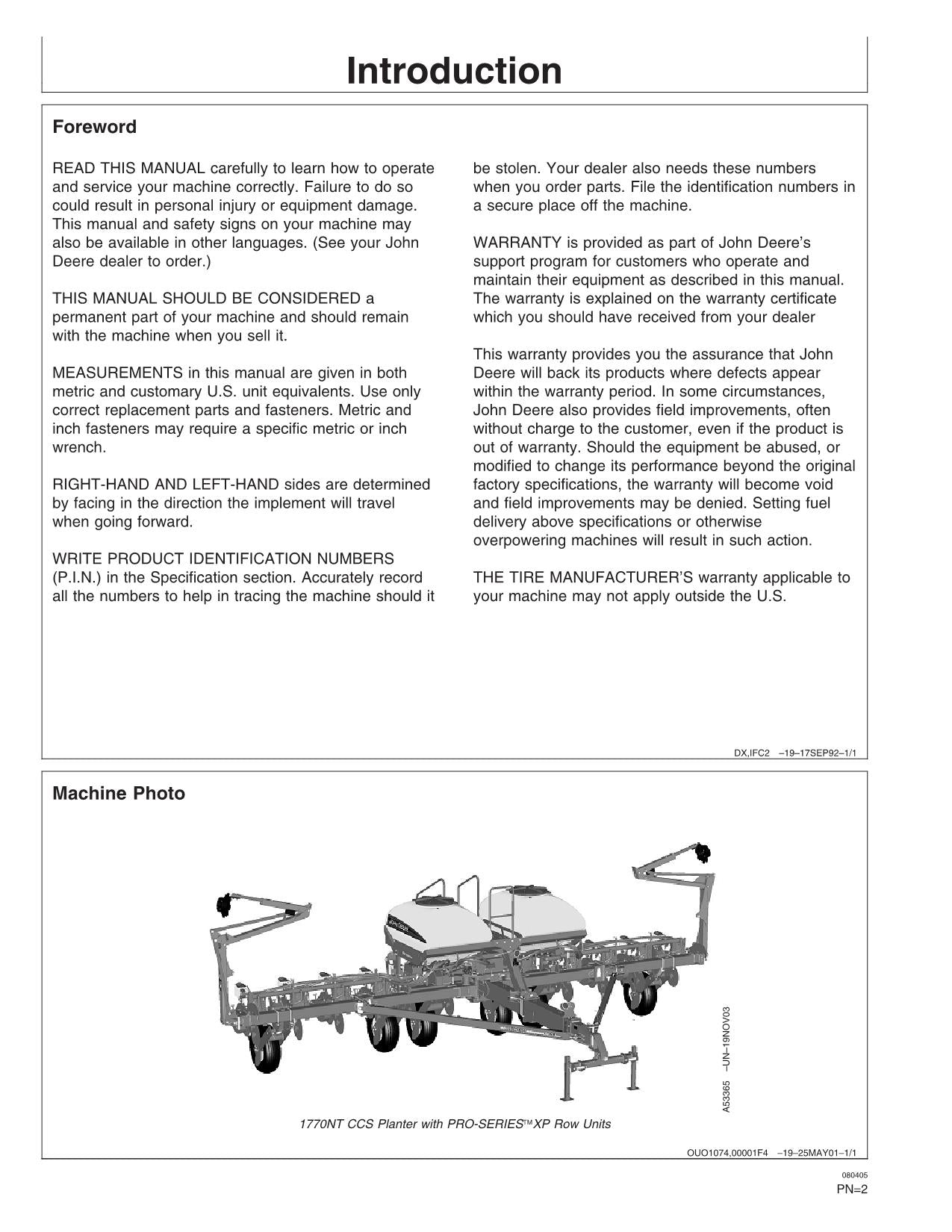 JOHN DEERE 1770NT PLANTER OPERATORS MANUAL #12