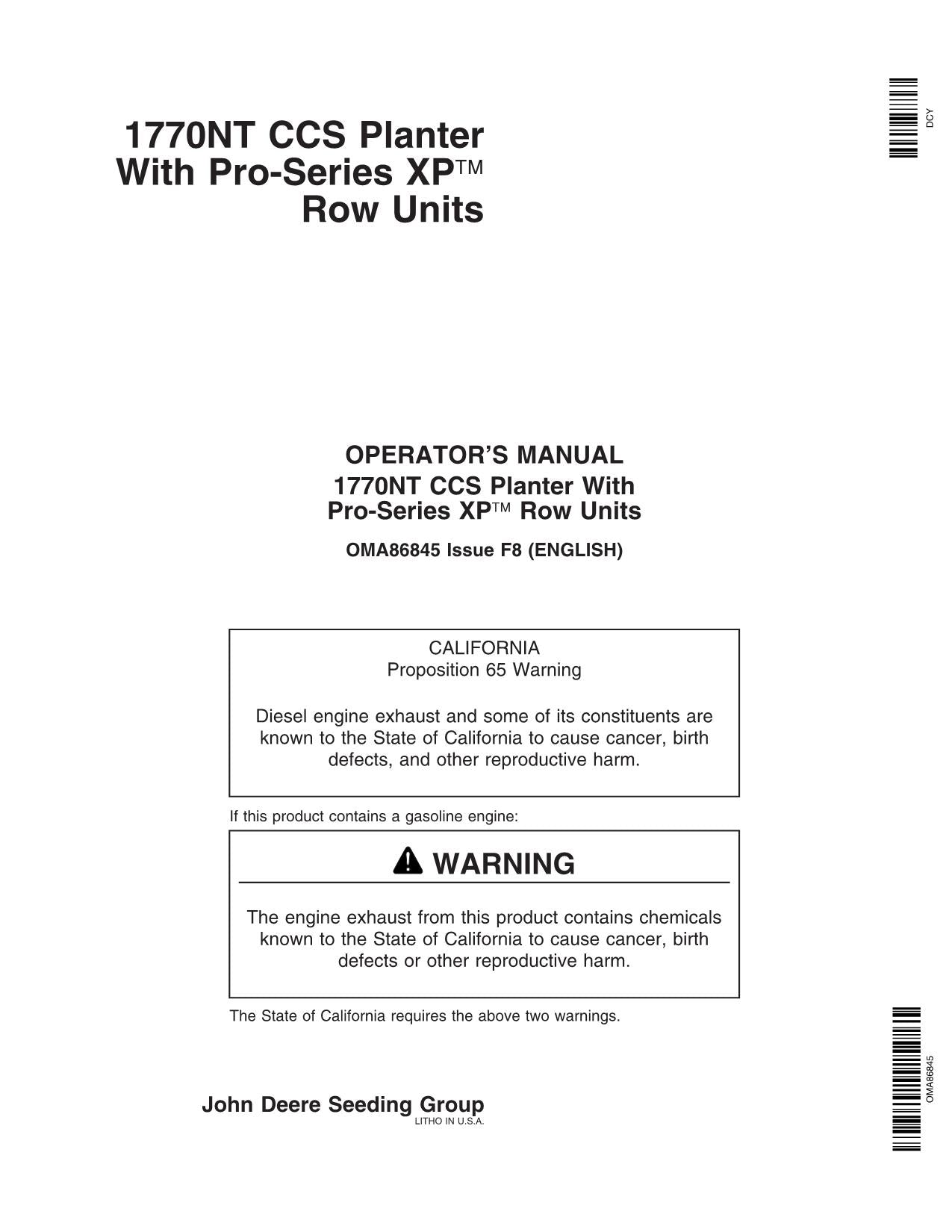 JOHN DEERE 1770NT PLANTER OPERATORS MANUAL #15