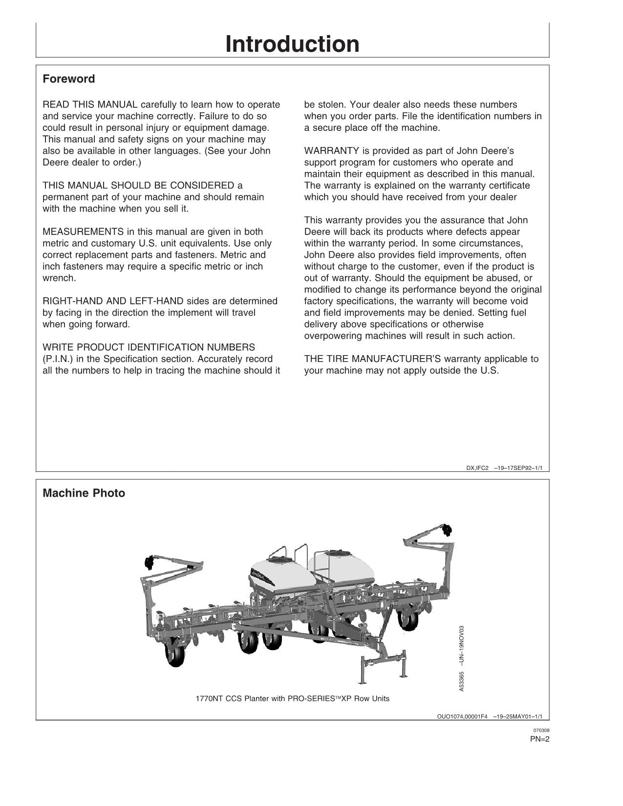 JOHN DEERE 1770NT PLANTER OPERATORS MANUAL #15