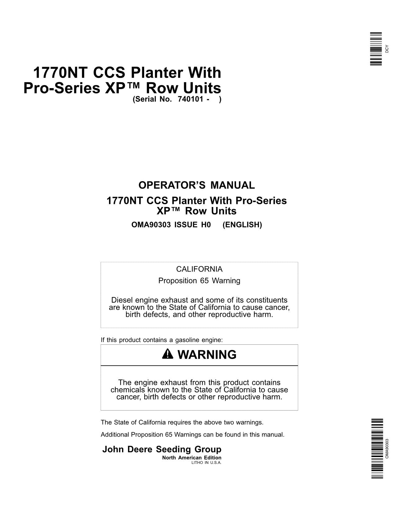 JOHN DEERE 1770NT PLANTER OPERATORS MANUAL #17