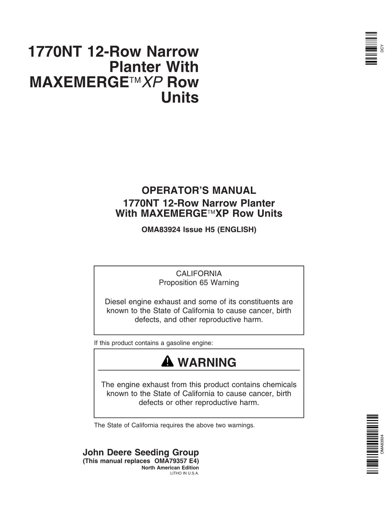 JOHN DEERE 1770NT PLANTER OPERATORS MANUAL #23