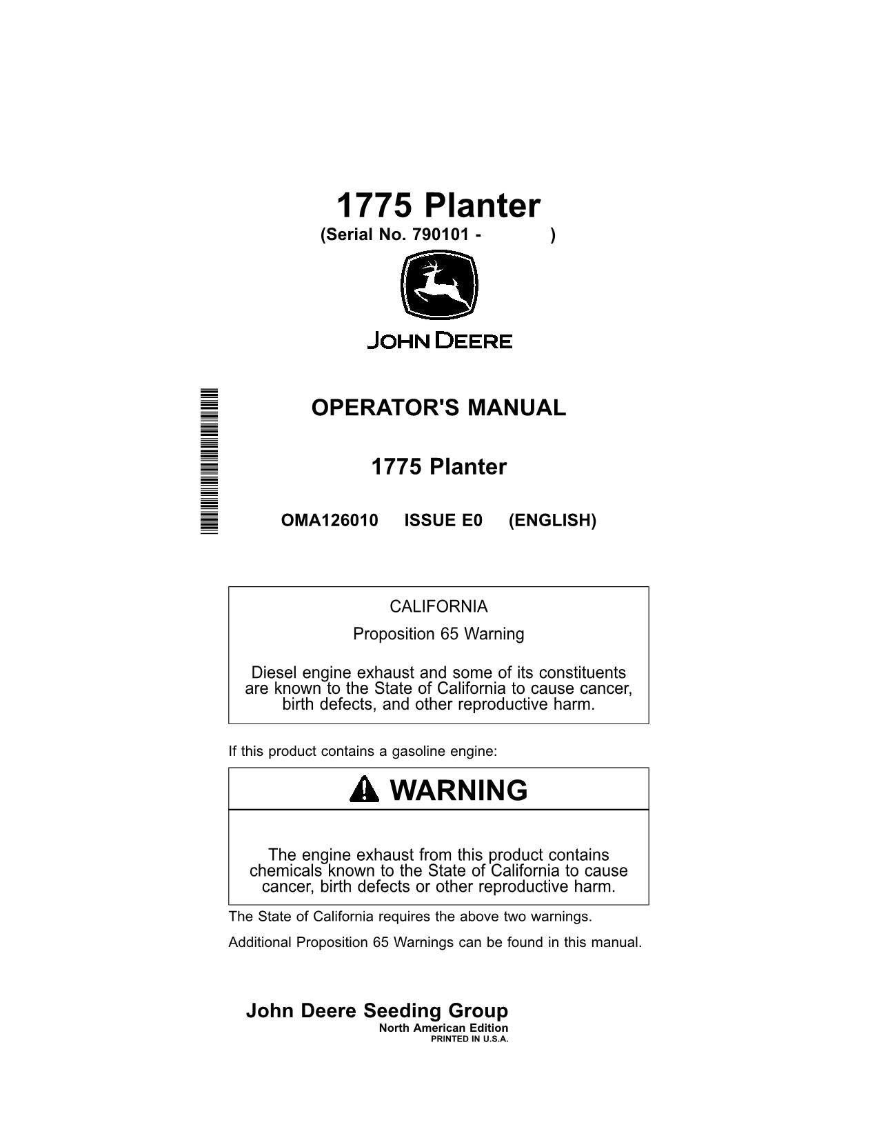 MANUEL D'UTILISATION DU SEMOIR JOHN DEERE 1775 MAXEMERGE 5