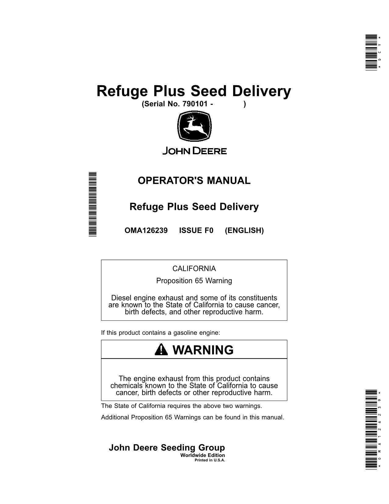 JOHN DEERE 1775NT 1795 DB60 DB80 DB90 PLANTER OPERATORS MANUAL