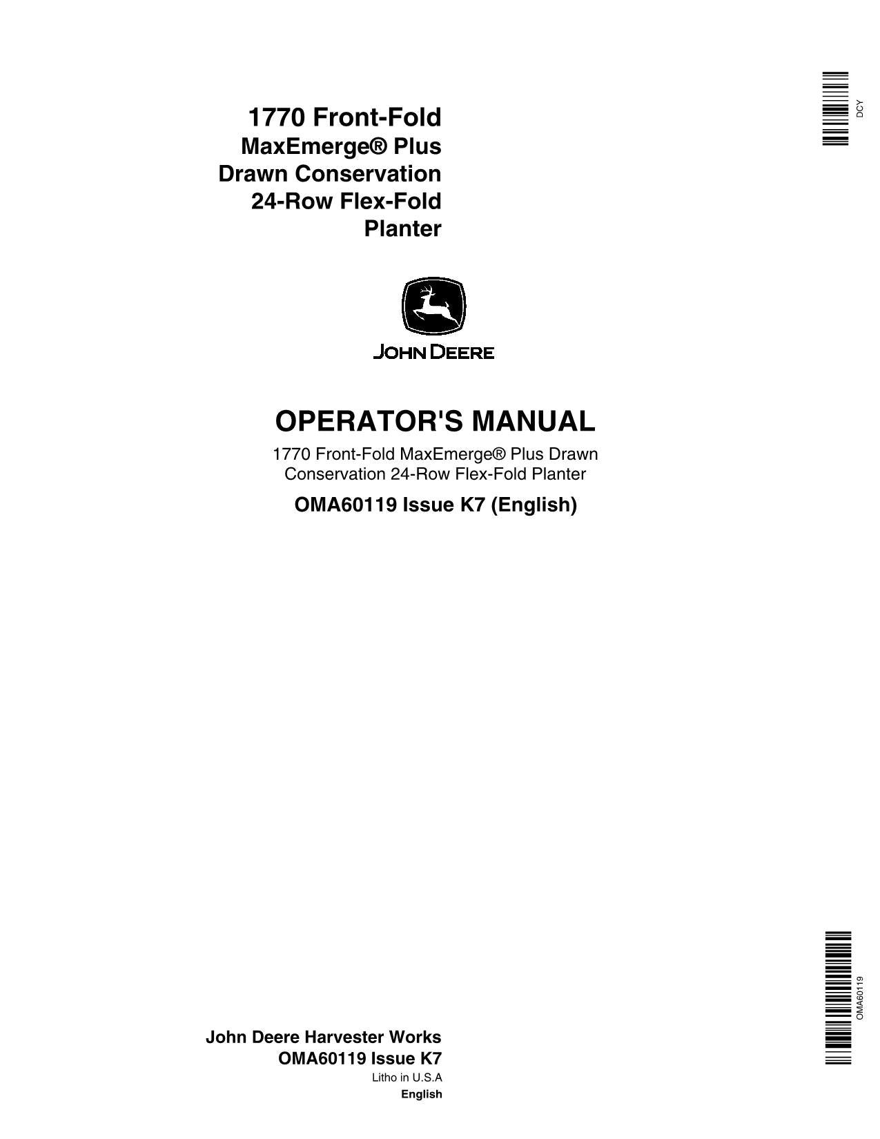 JOHN DEERE 1770 PLANTER OPERATORS MANUAL #11