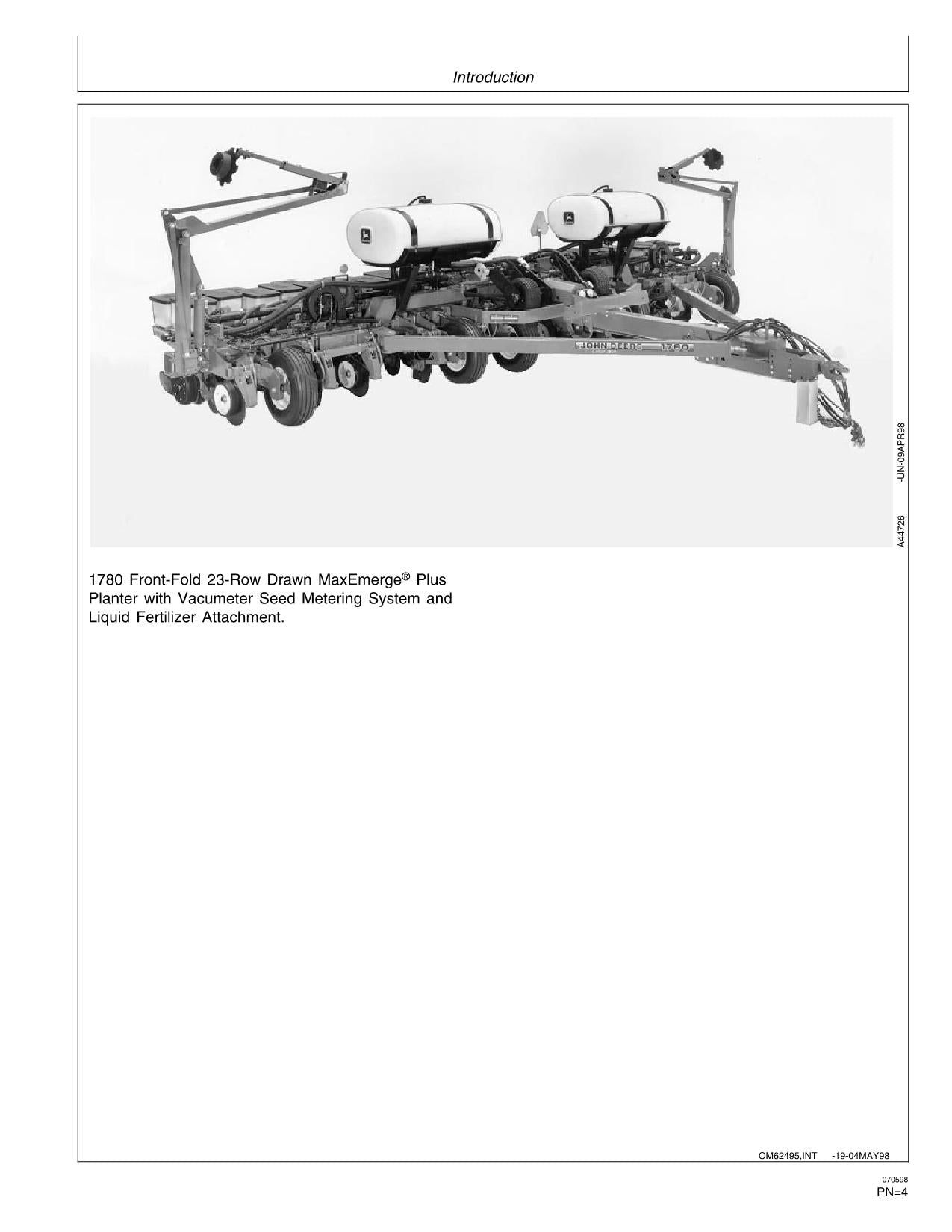 MANUEL D'UTILISATION DU SEMOIR JOHN DEERE 1780 #2