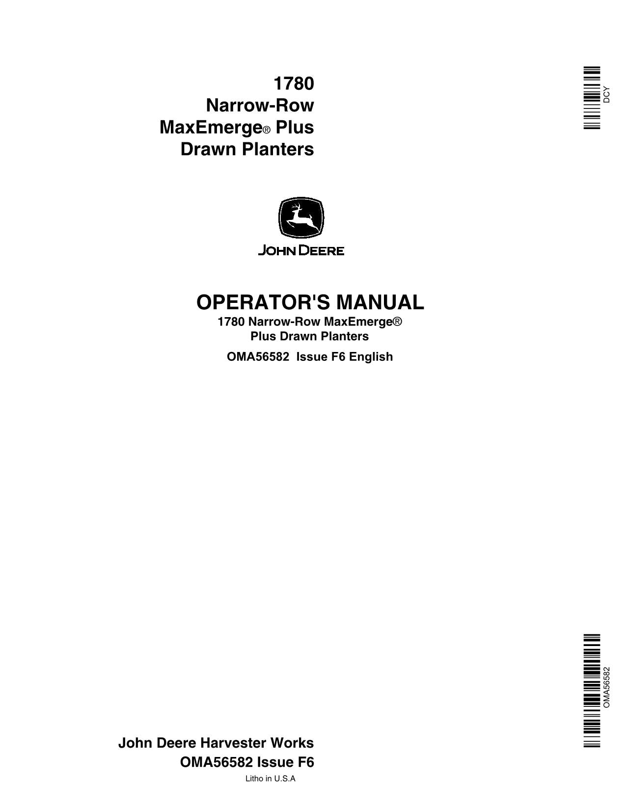 JOHN DEERE 1780 PLANTER OPERATORS MANUAL #4