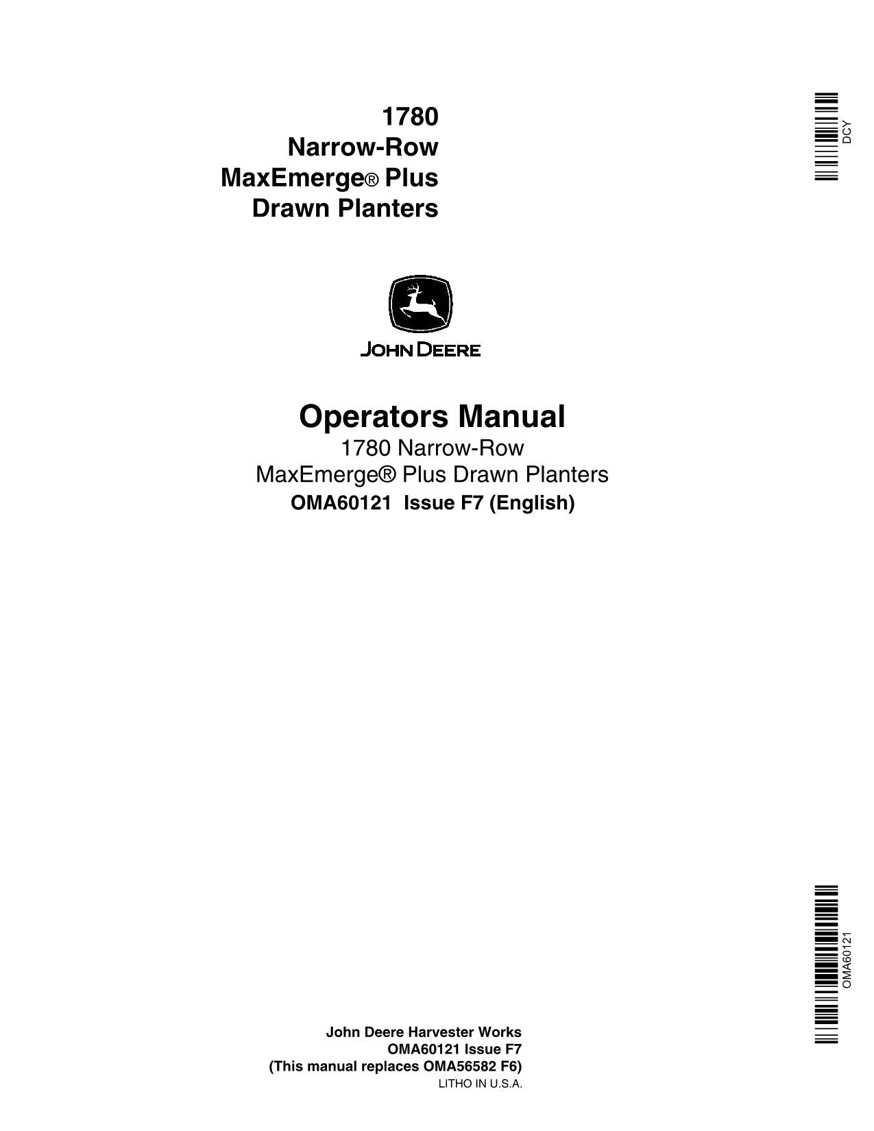 JOHN DEERE 1780 PLANTER OPERATORS MANUAL #5