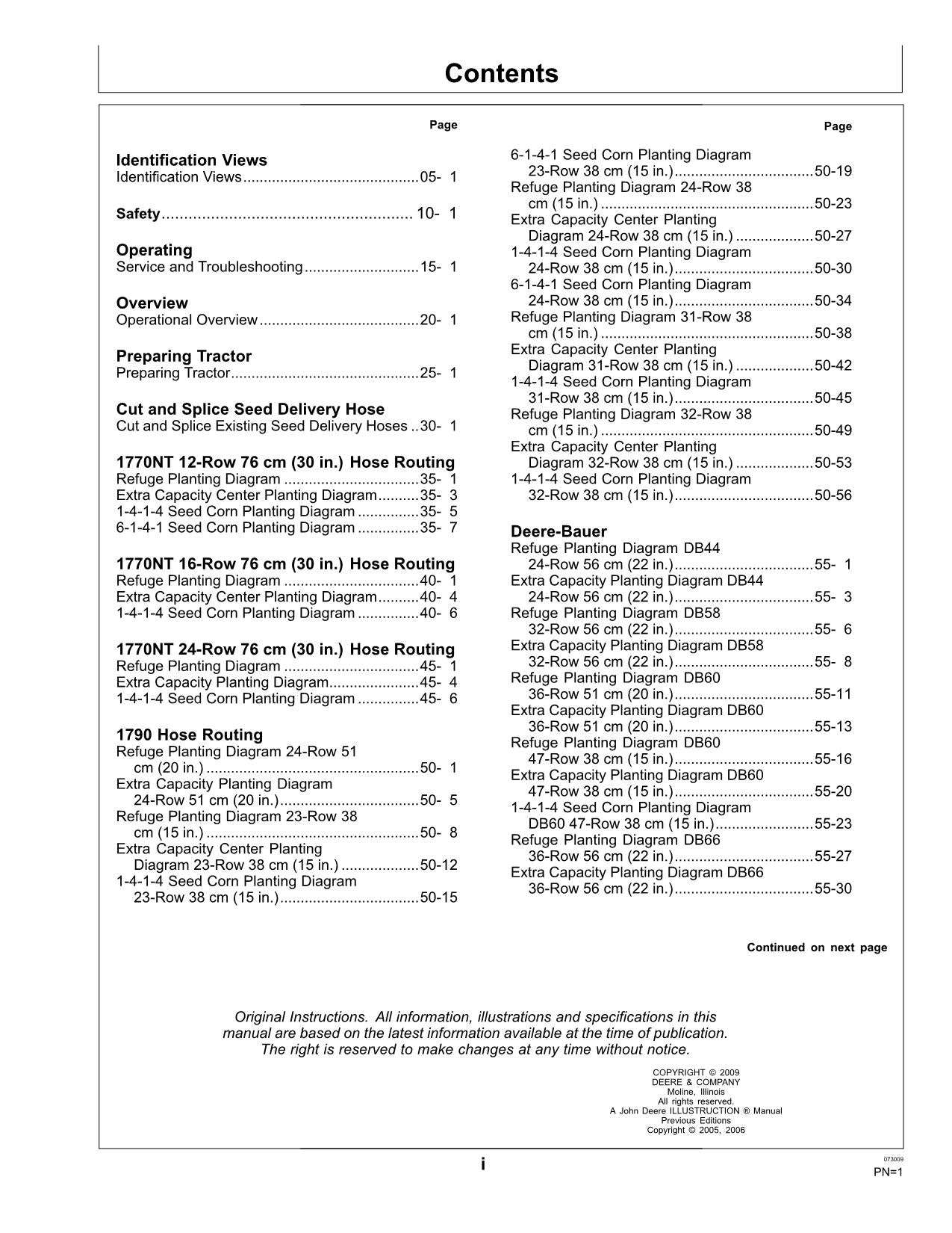 JOHN DEERE 1770NT DB66 DB80 DB74 DB50 PLANTER OPERATORS MANUAL