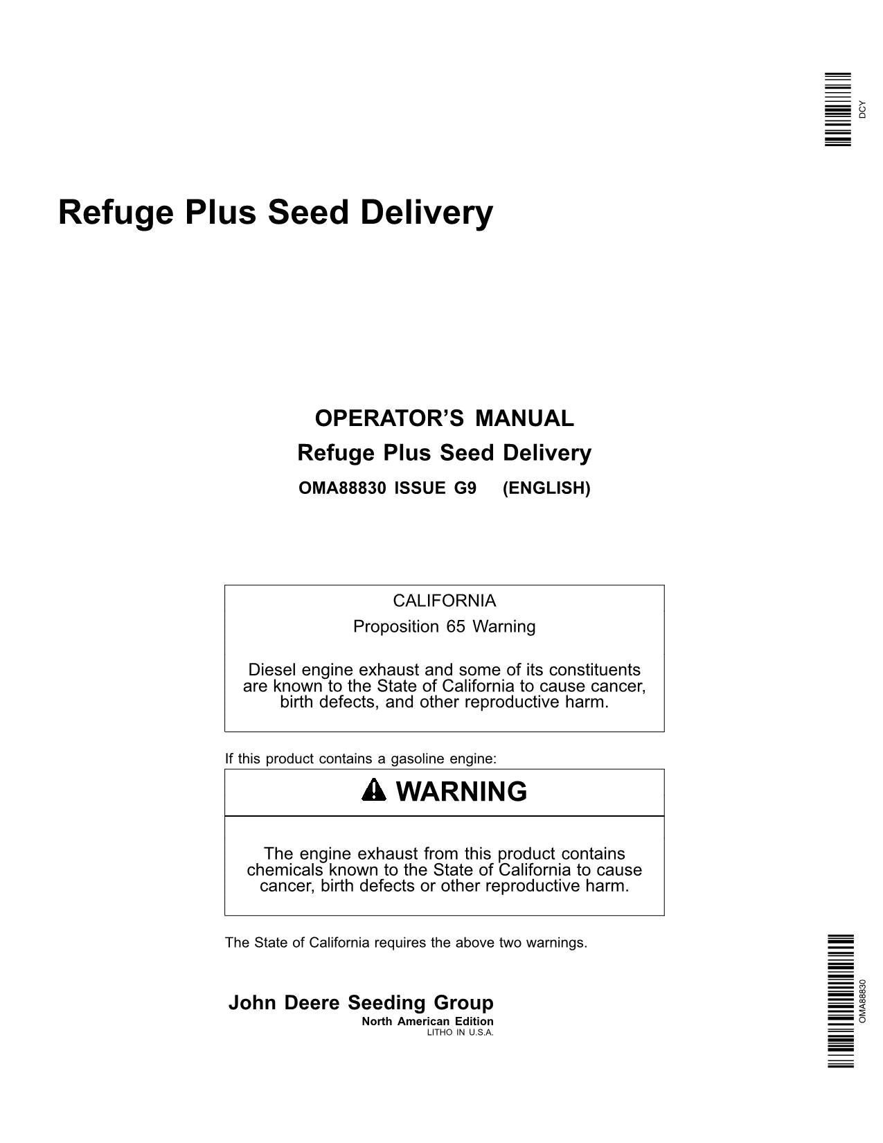 JOHN DEERE 1770NT DB66 DB80 DB74 DB50 PLANTER OPERATORS MANUAL