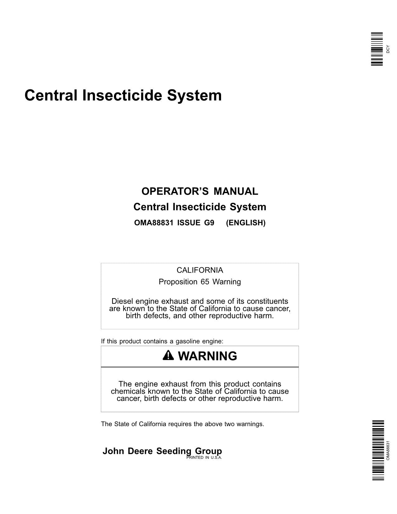 JOHN DEERE DB44 DB58 DB60 DB90 1790 DB66 DB80 DB74 DB50 PLANTER OPERATORS MANUAL