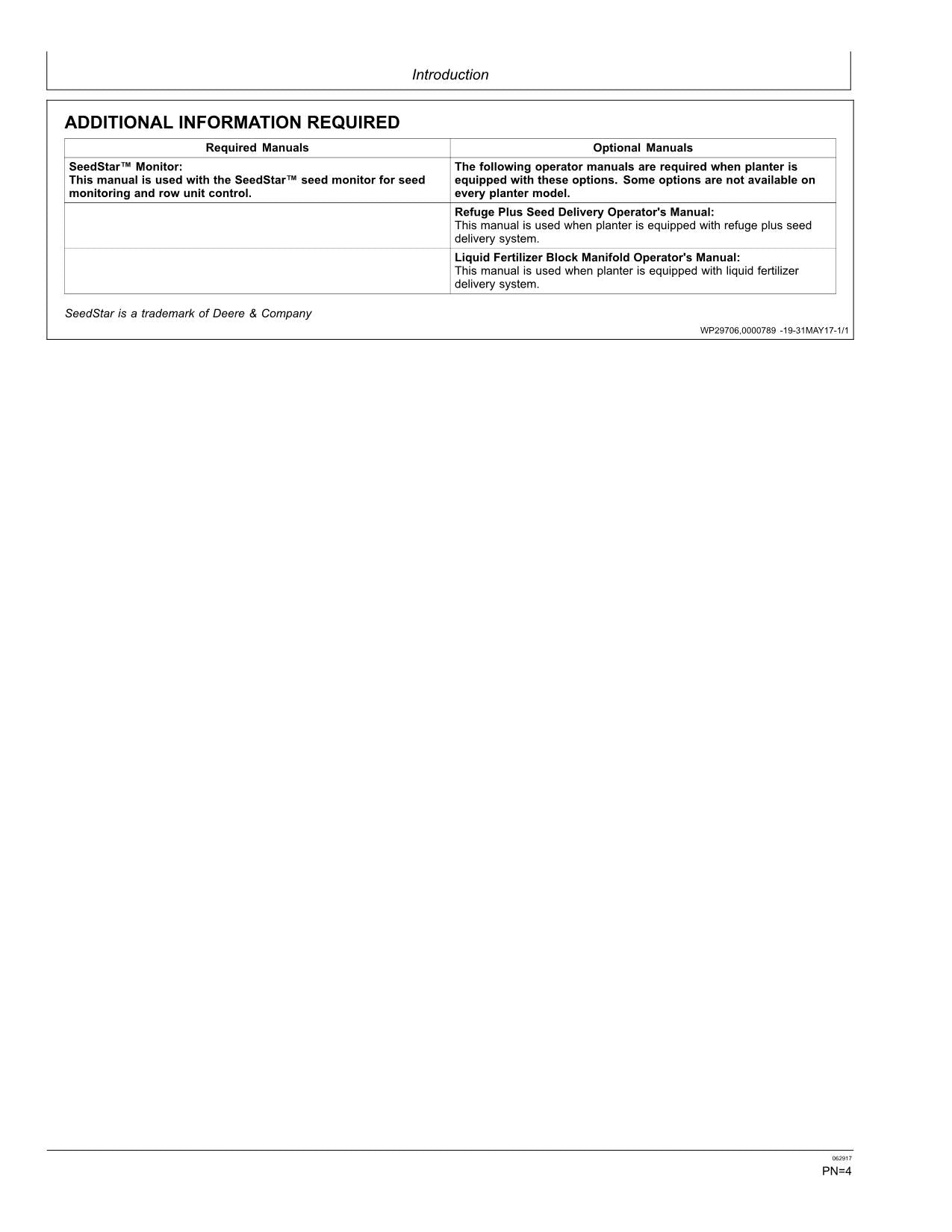 JOHN DEERE 1795 PLANTER OPERATORS MANUAL #1