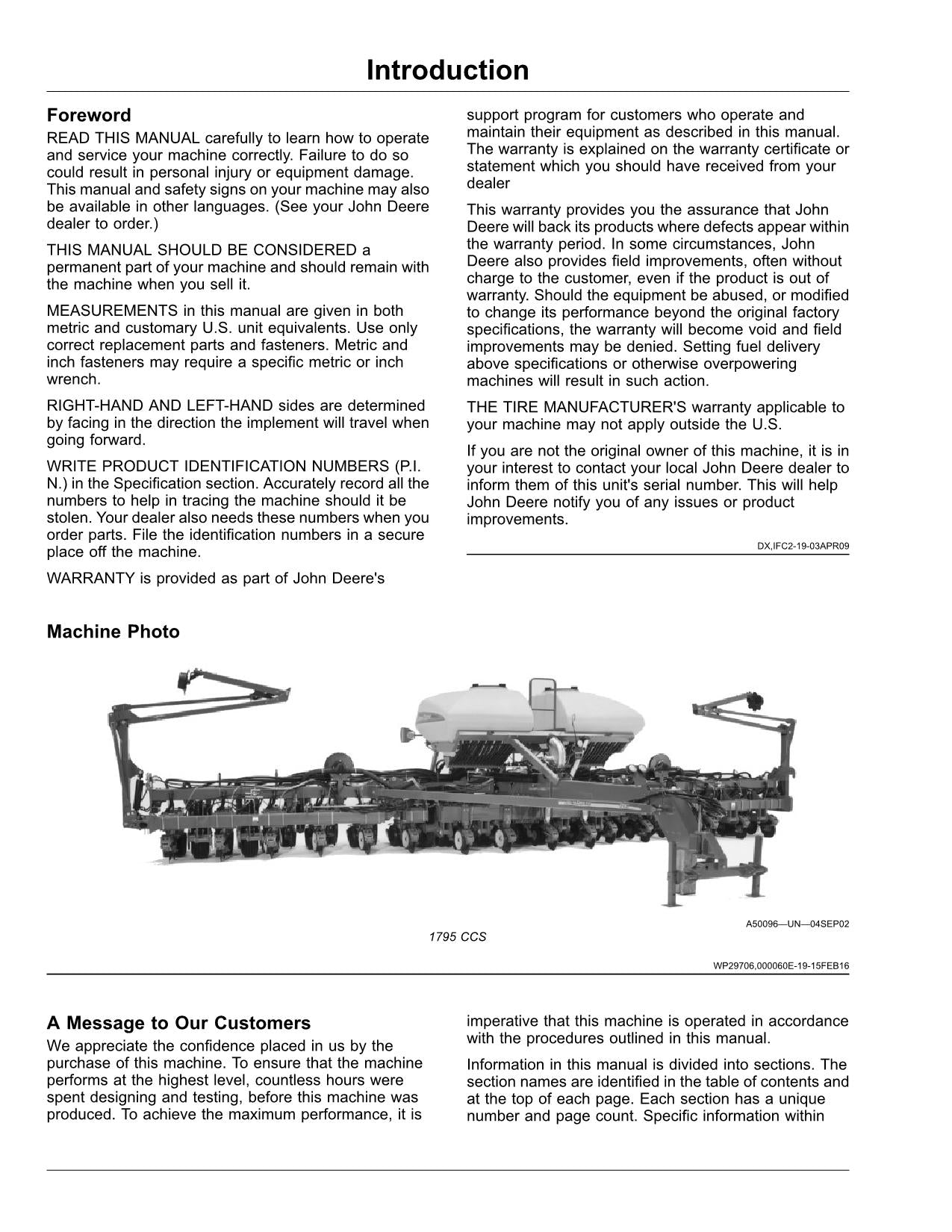 MANUEL D'UTILISATION DU SEMOIR JOHN DEERE 1795 MAXEMERGE 5 #2