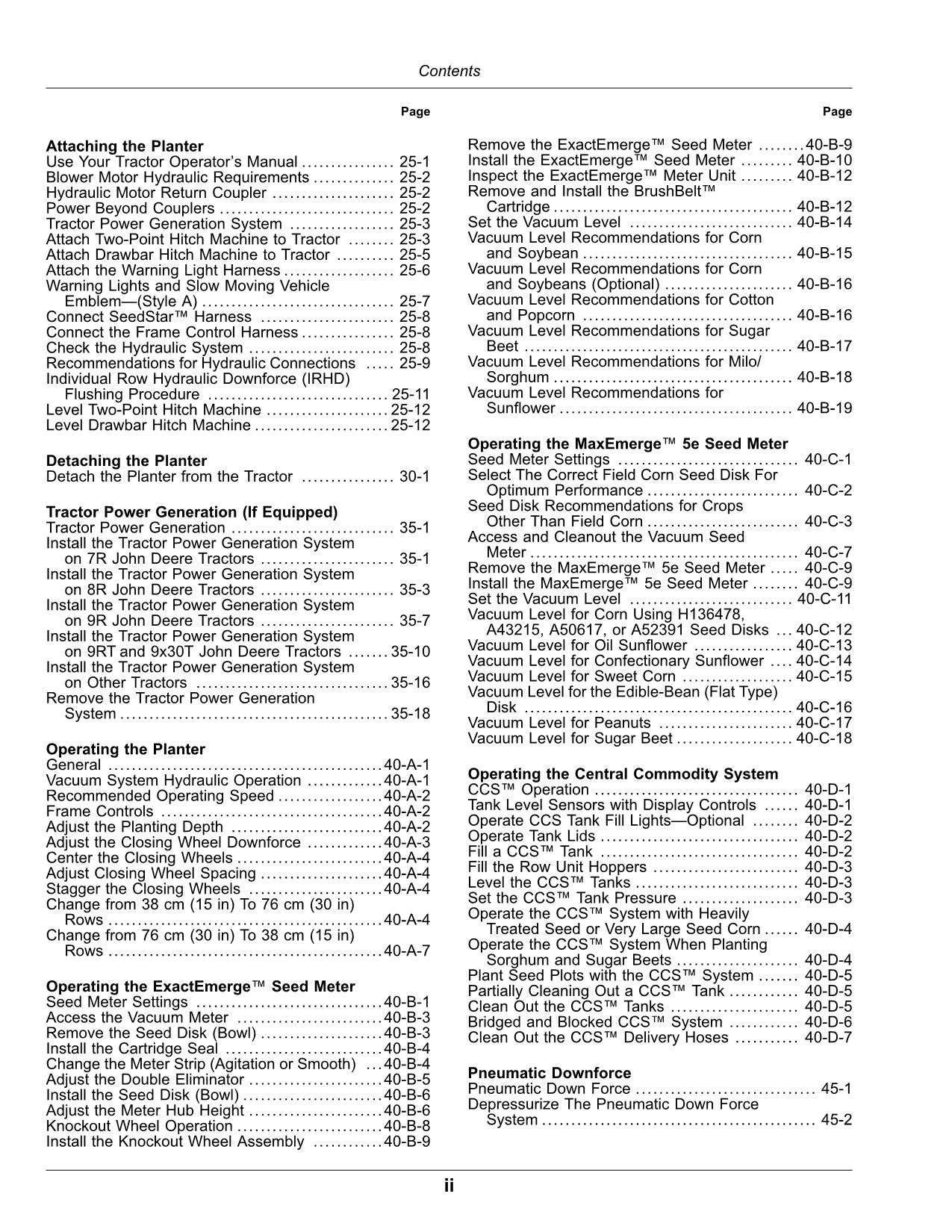 JOHN DEERE 1795 EXACTEMERGE MAXEMERG 5E PLANTER OPERATORS MANUAL