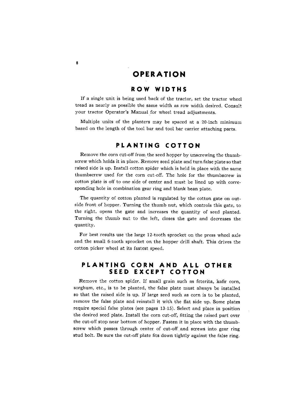 JOHN DEERE 23A PLANTER OPERATORS MANUAL