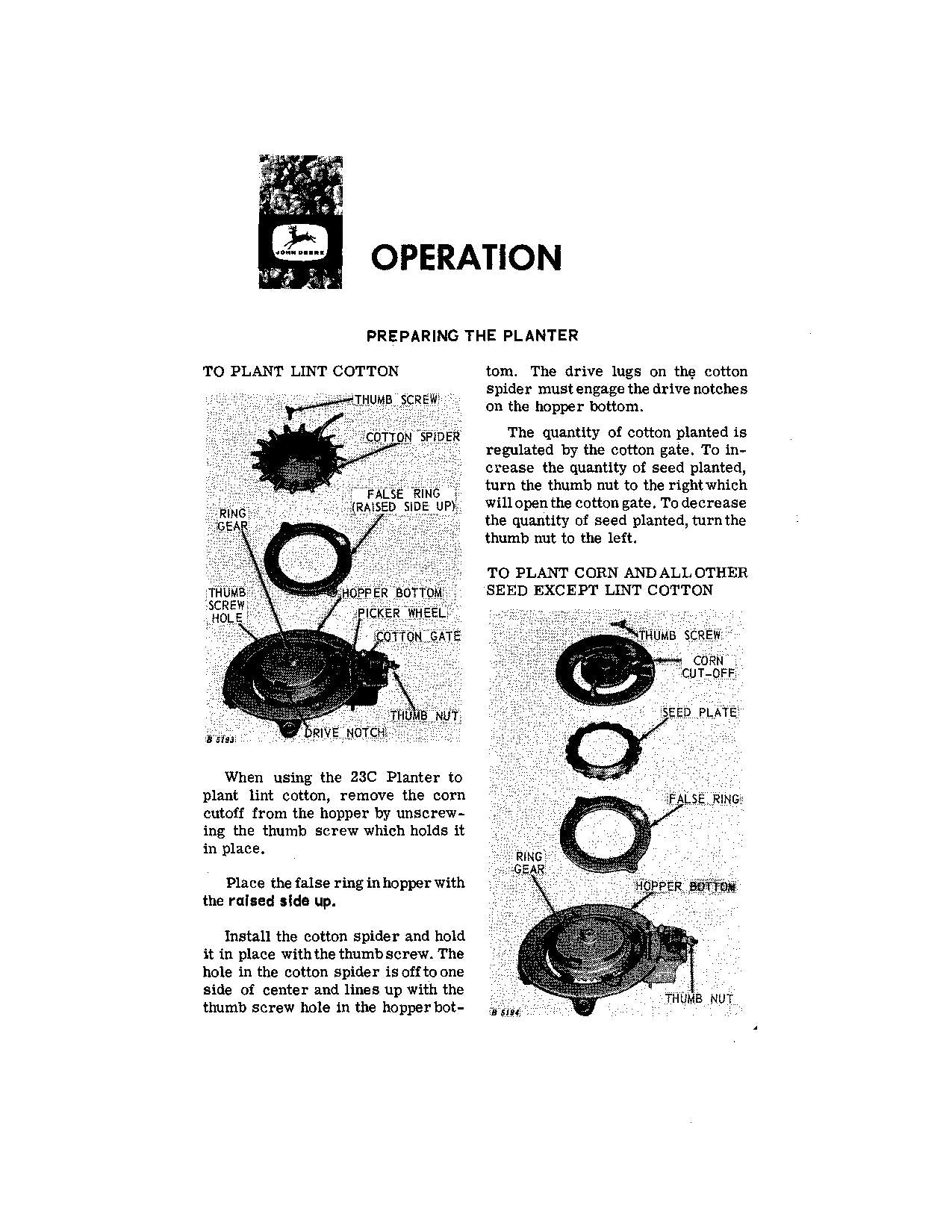 JOHN DEERE 23C PLANTER OPERATORS MANUAL