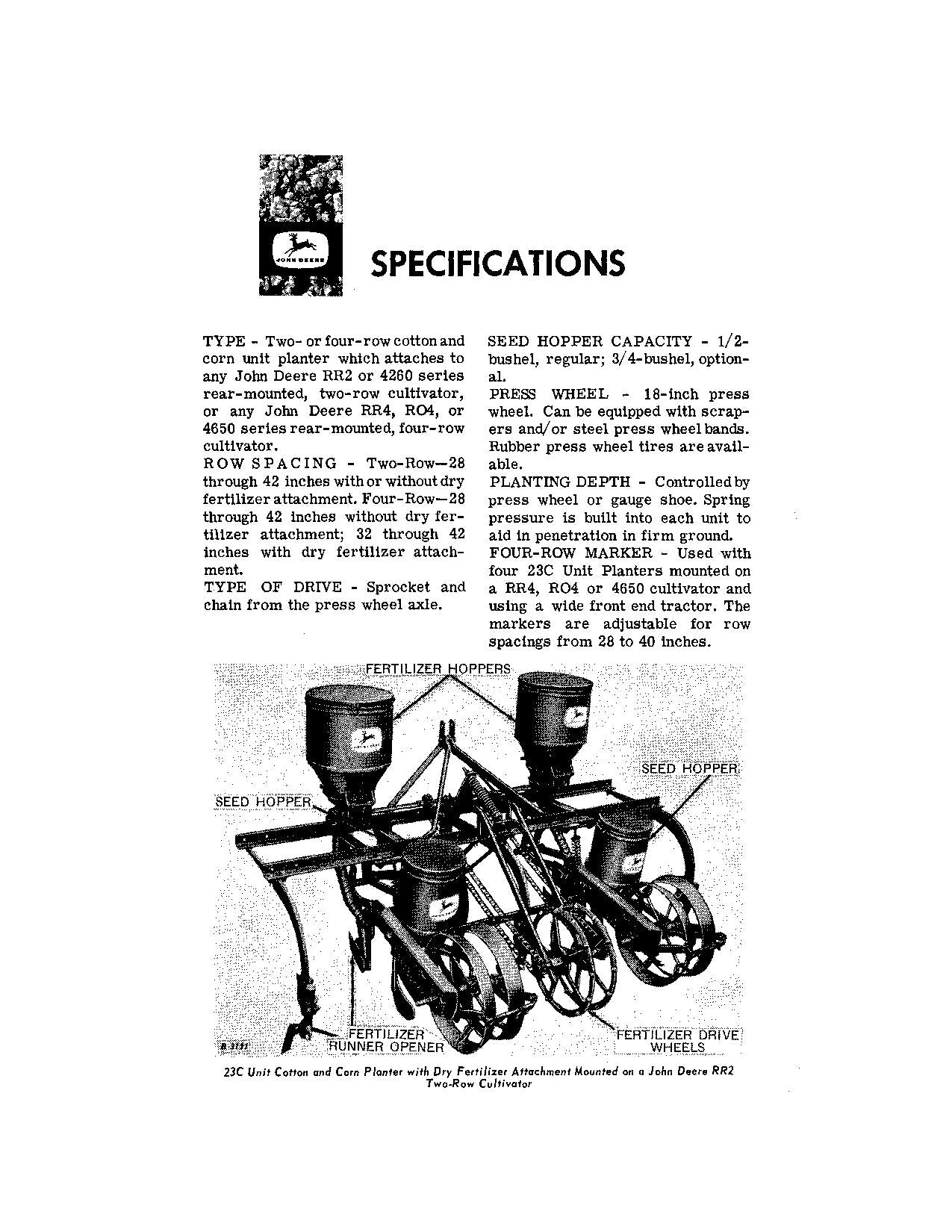 JOHN DEERE 23C PLANTER OPERATORS MANUAL