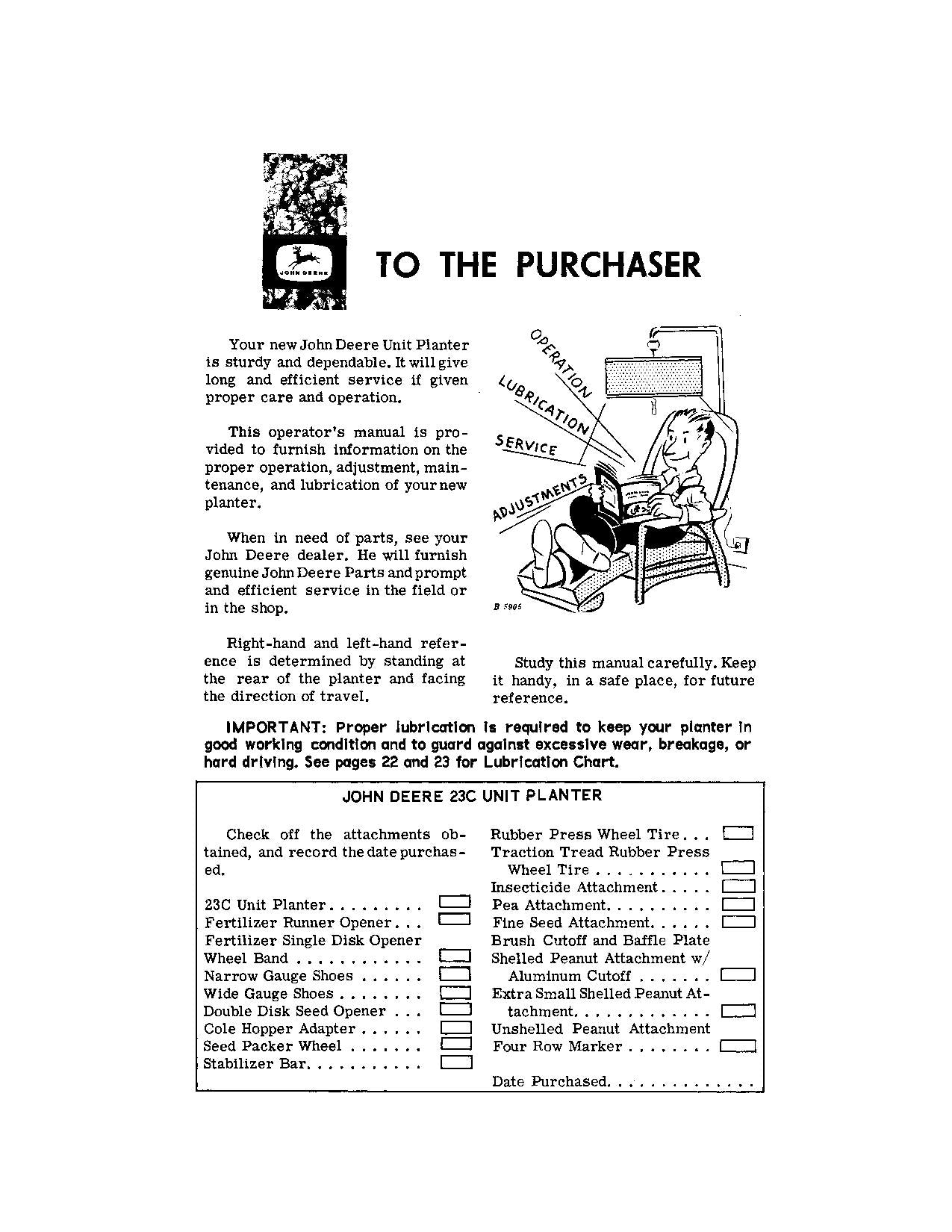 JOHN DEERE 23C PLANTER OPERATORS MANUAL