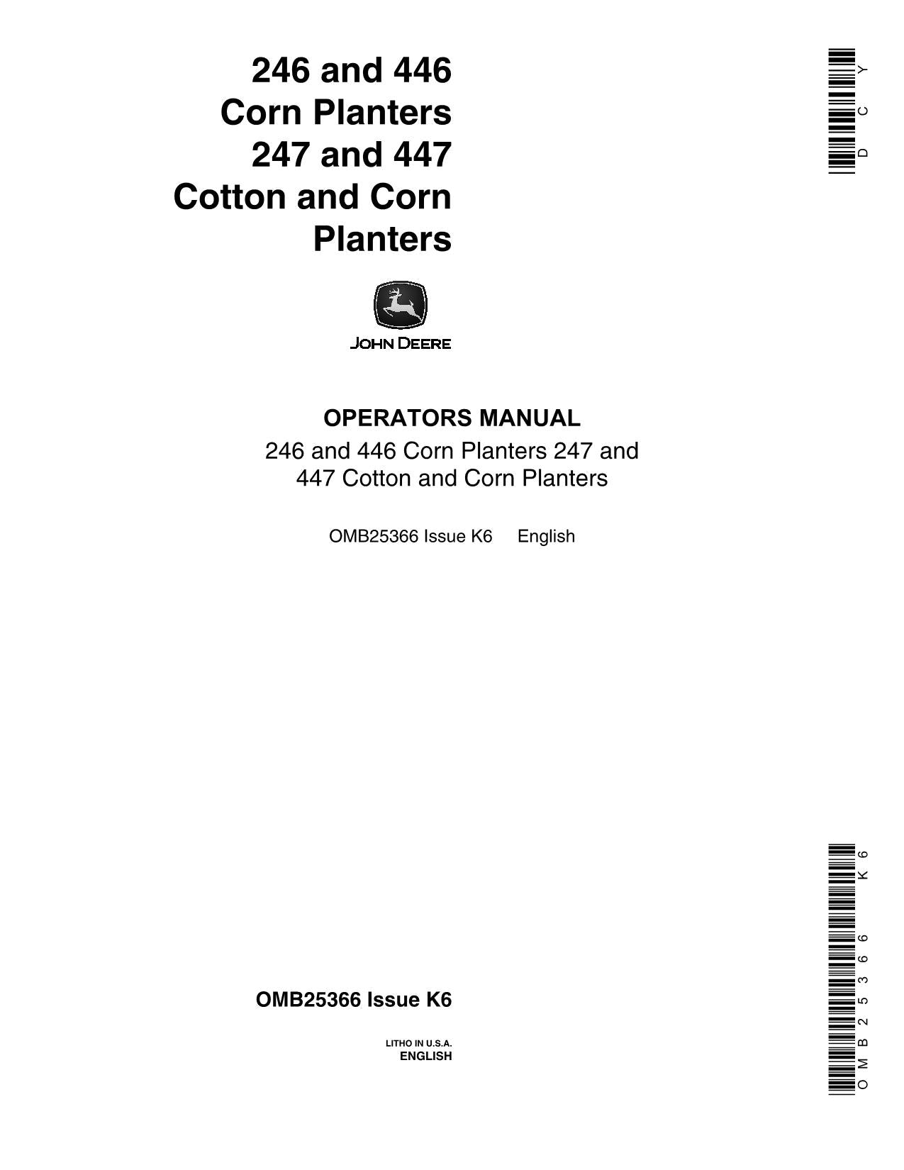 MANUEL D'UTILISATION DU SEMOIR JOHN DEERE 247 446 447 246