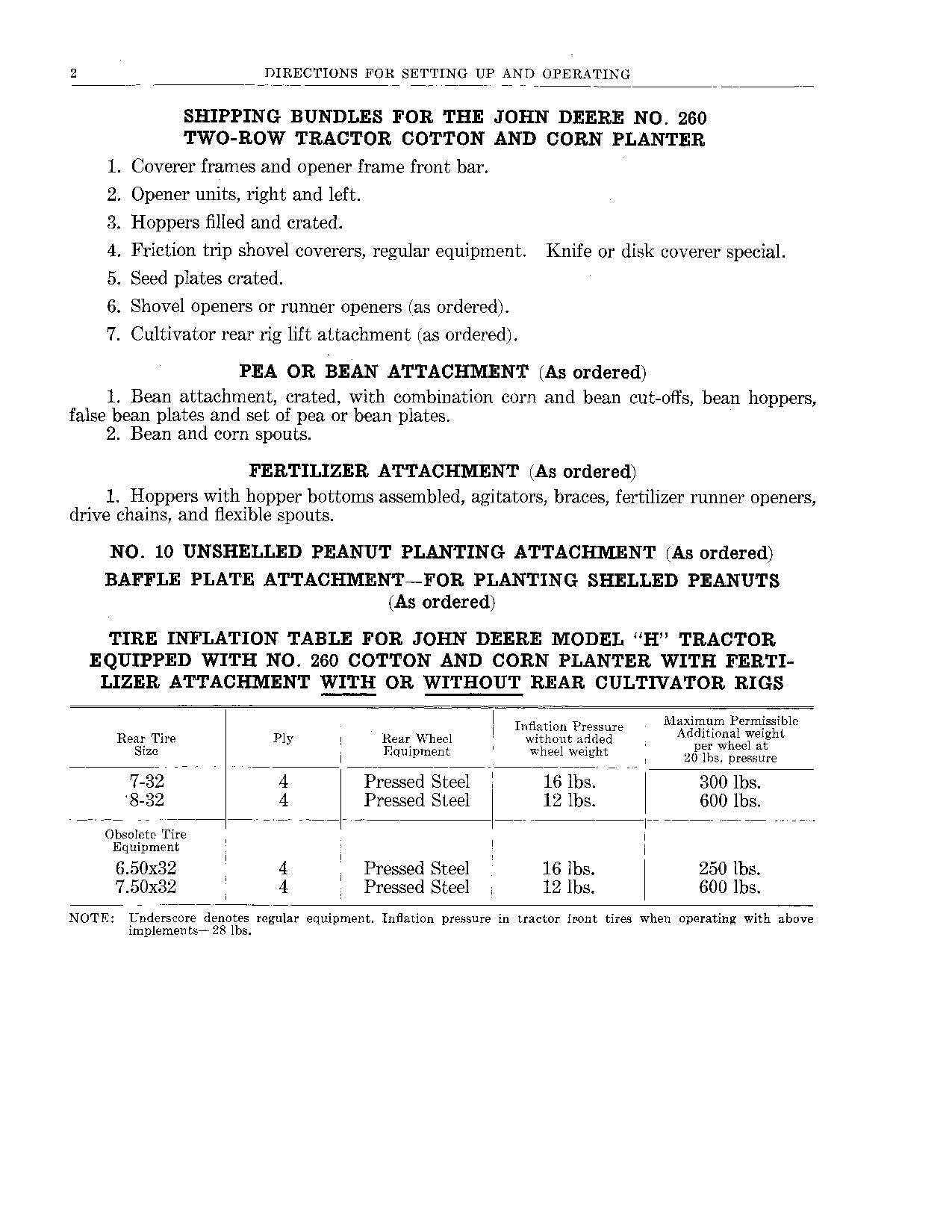 JOHN DEERE 260 H PLANTER OPERATORS MANUAL