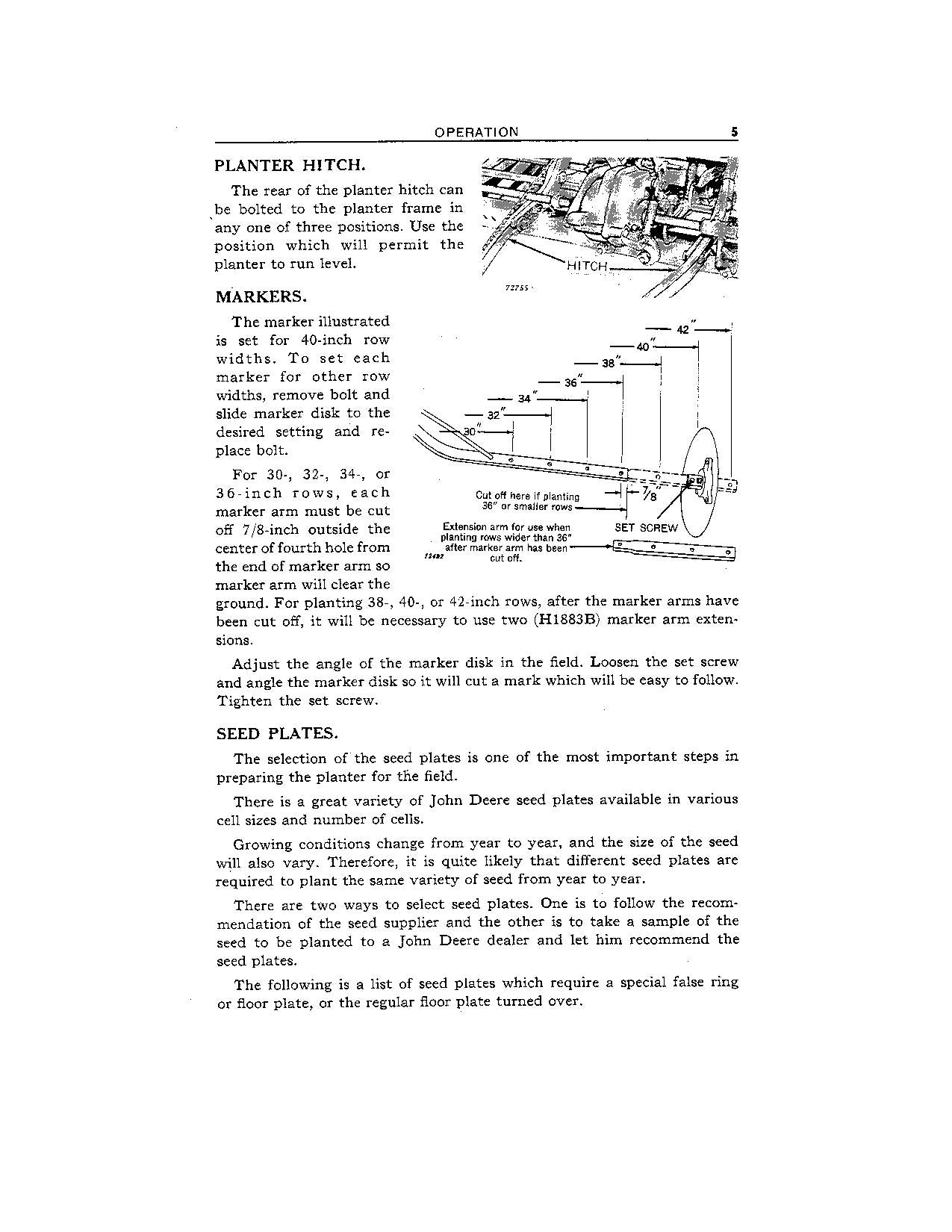 JOHN DEERE 290 PLANTER OPERATORS MANUAL