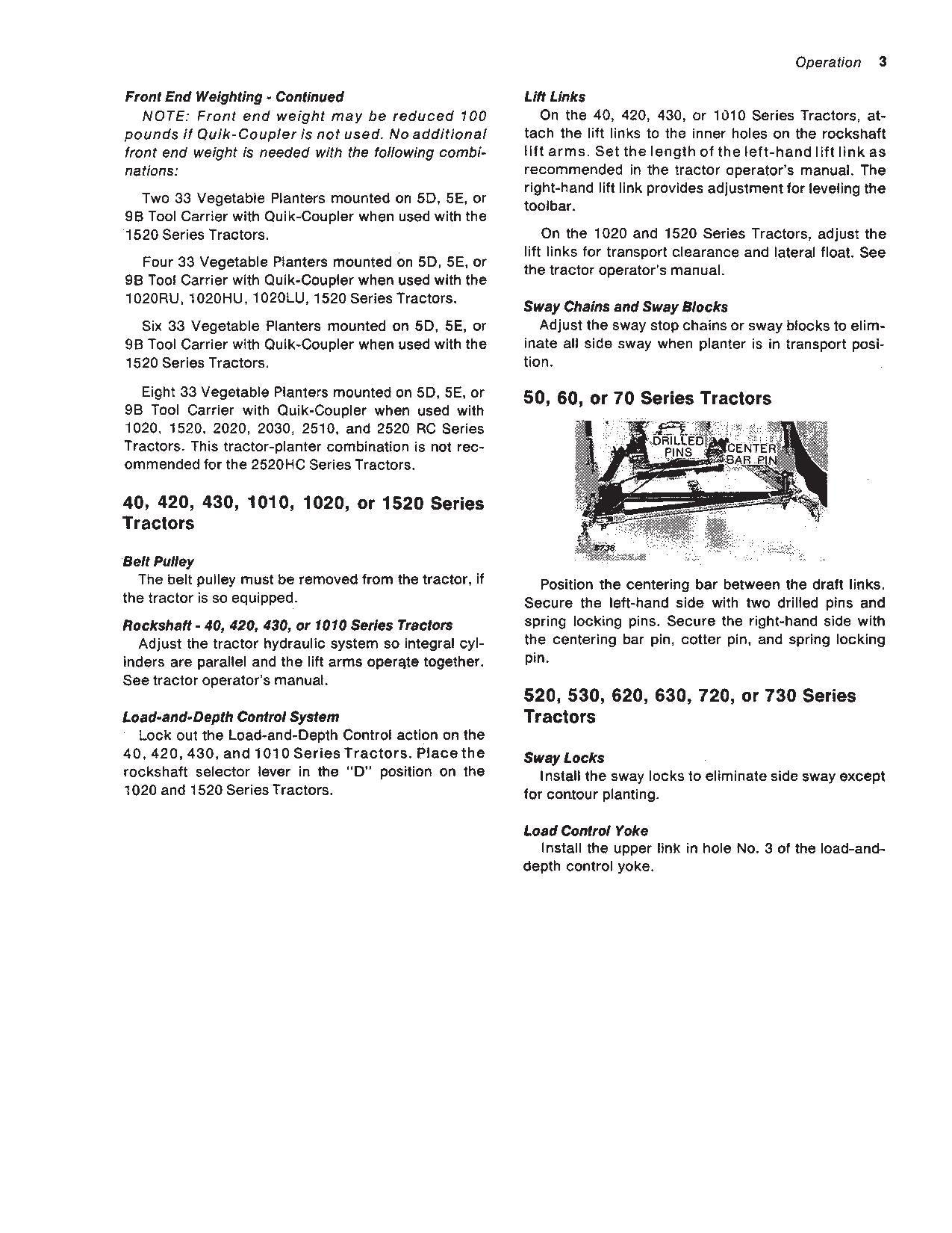 JOHN DEERE 33 PLANTER OPERATORS MANUAL