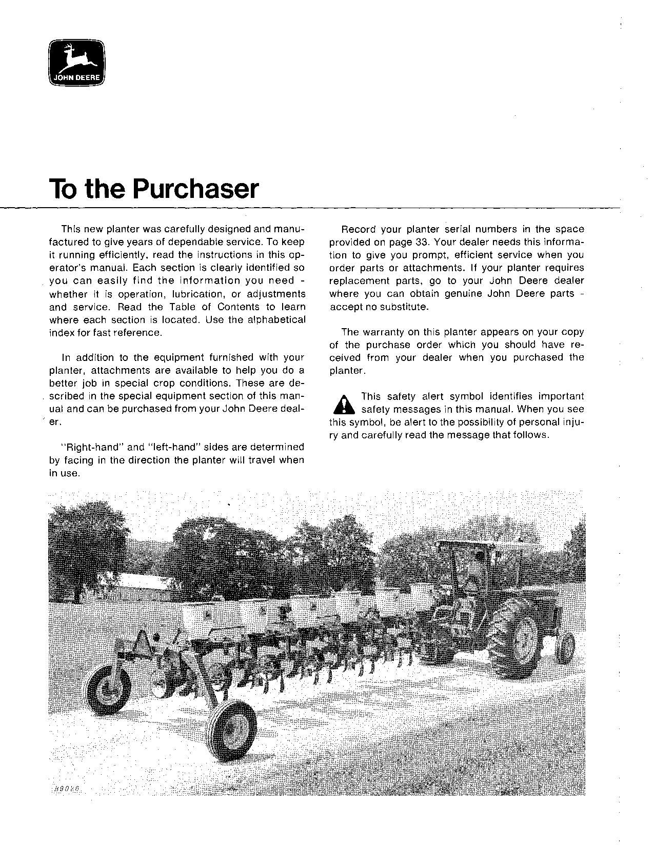 JOHN DEERE 431 631 PLANTER OPERATORS MANUAL