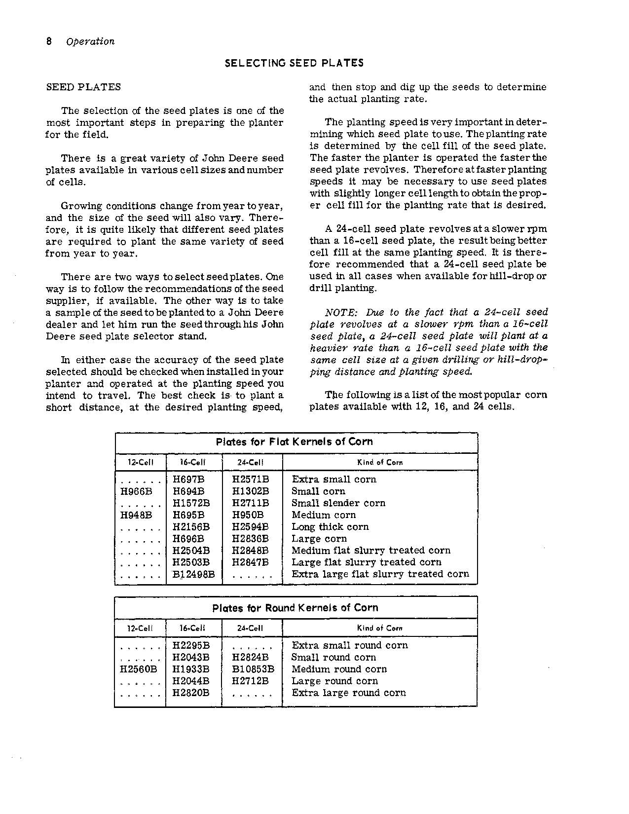 JOHN DEERE 44 PLANTER OPERATORS MANUAL