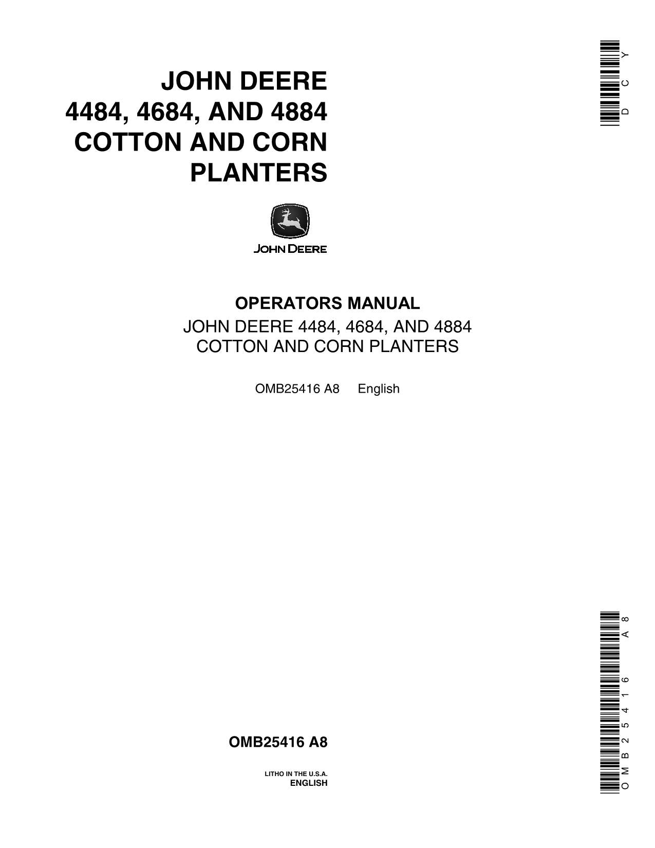 MANUEL D'UTILISATION DU SEMOIR JOHN DEERE 4484 4684