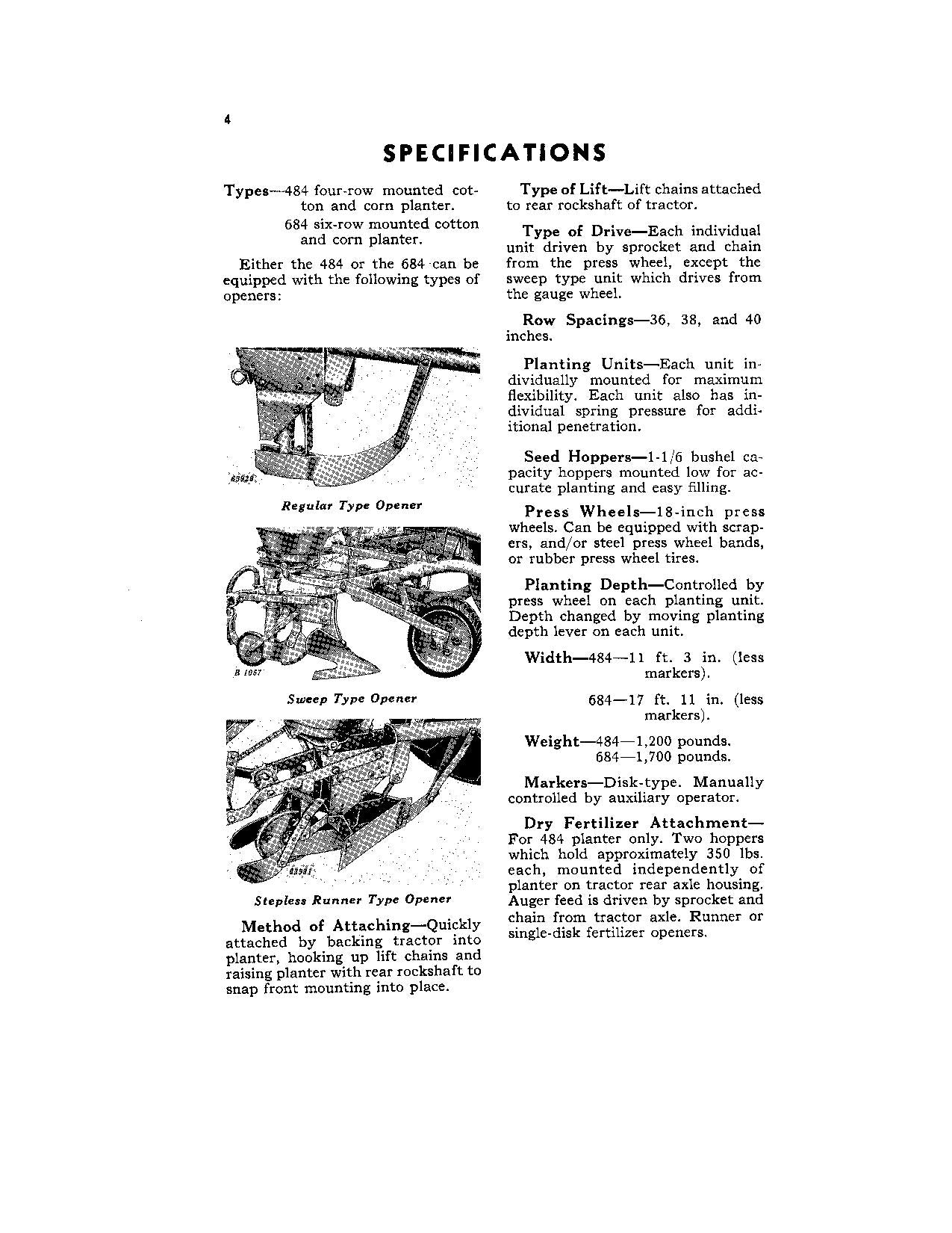 JOHN DEERE 484 684 PLANTER OPERATORS MANUAL