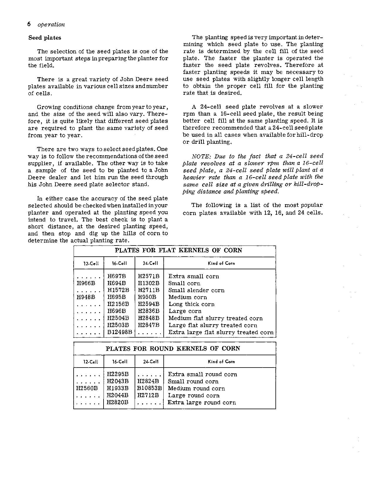 JOHN DEERE 493A PLANTER OPERATORS MANUAL