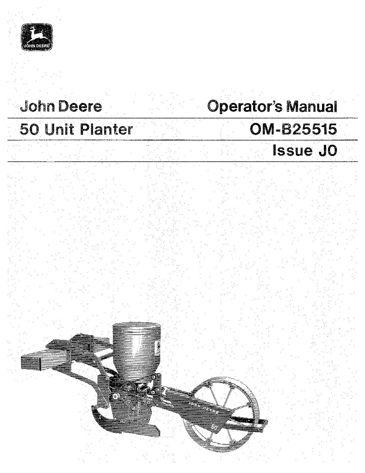 JOHN DEERE 50 PLANTER OPERATORS MANUAL