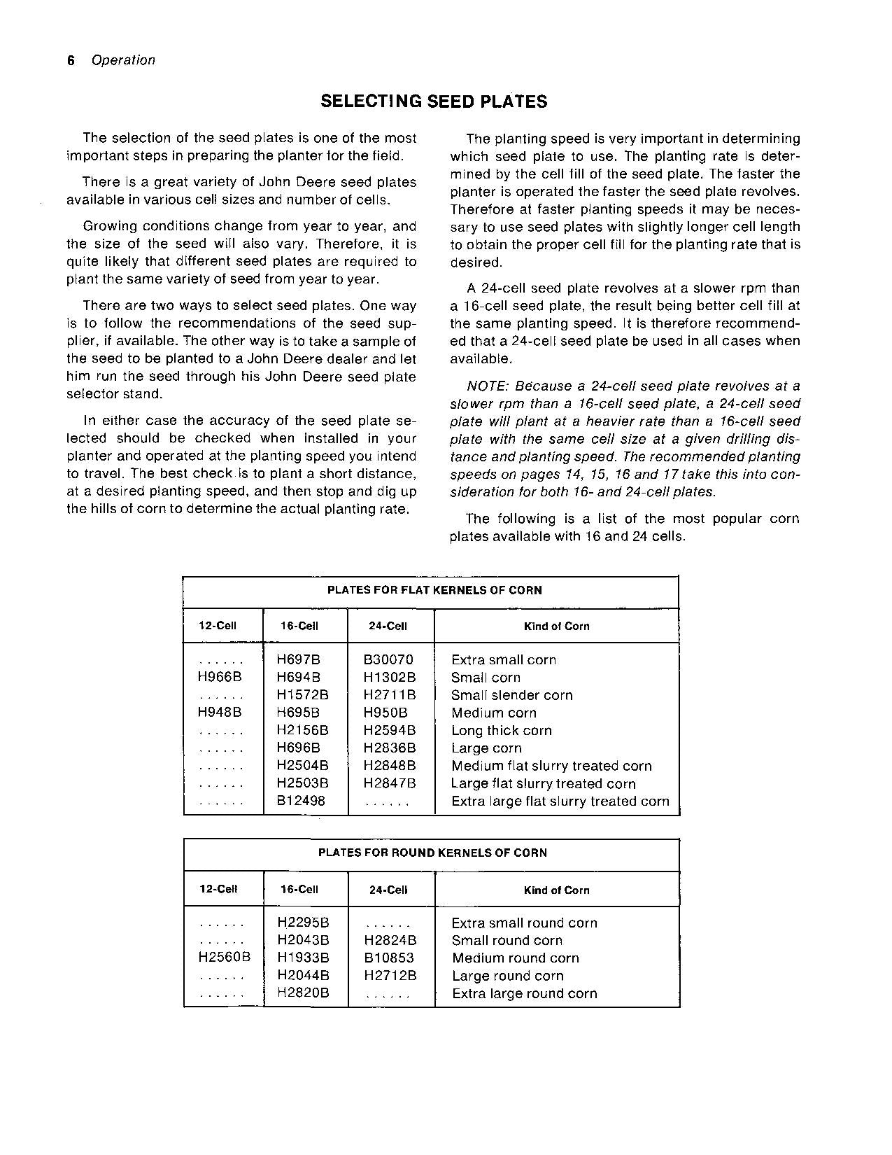 JOHN DEERE 50 PLANTER OPERATORS MANUAL