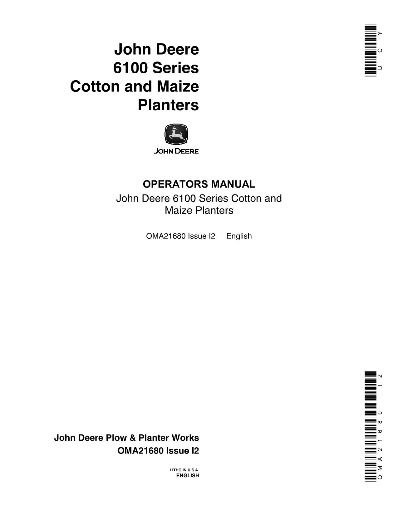 JOHN DEERE 6100 PLANTER OPERATORS MANUAL #1