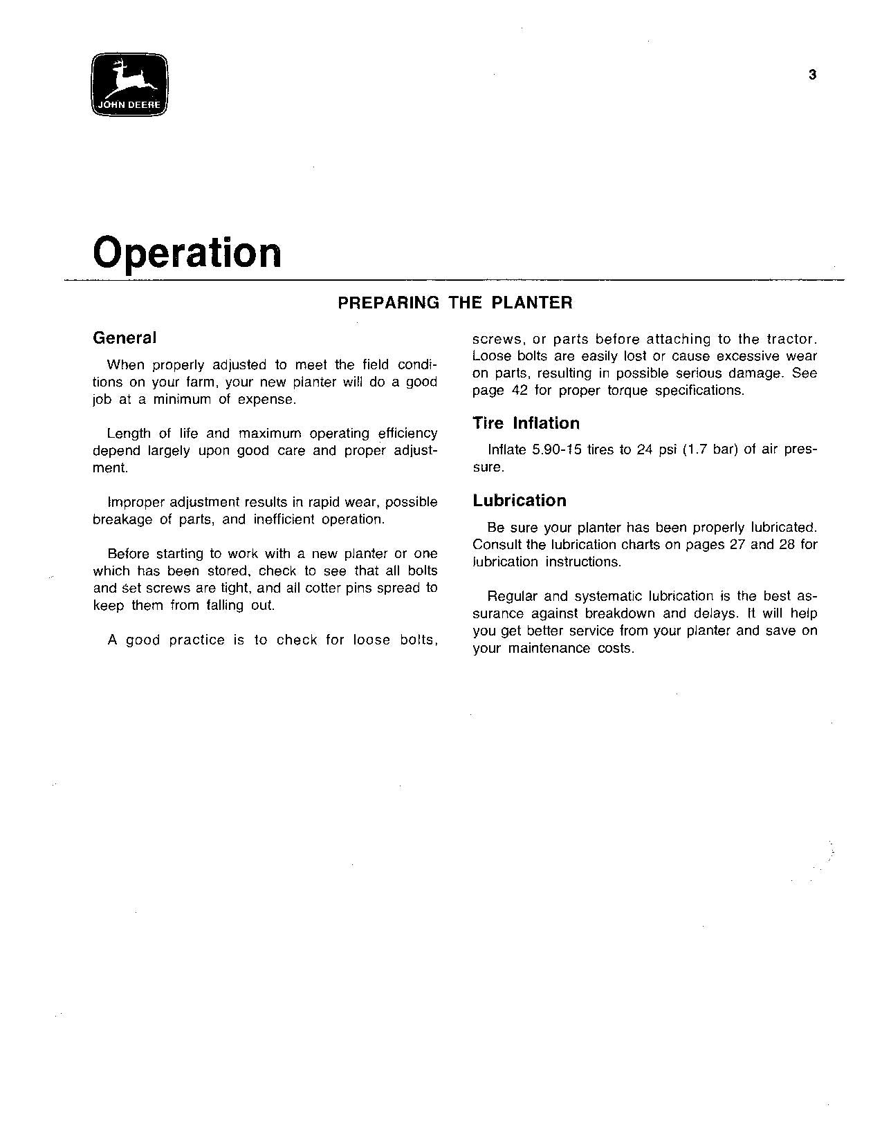 JOHN DEERE 6100 PLANTER OPERATORS MANUAL #2