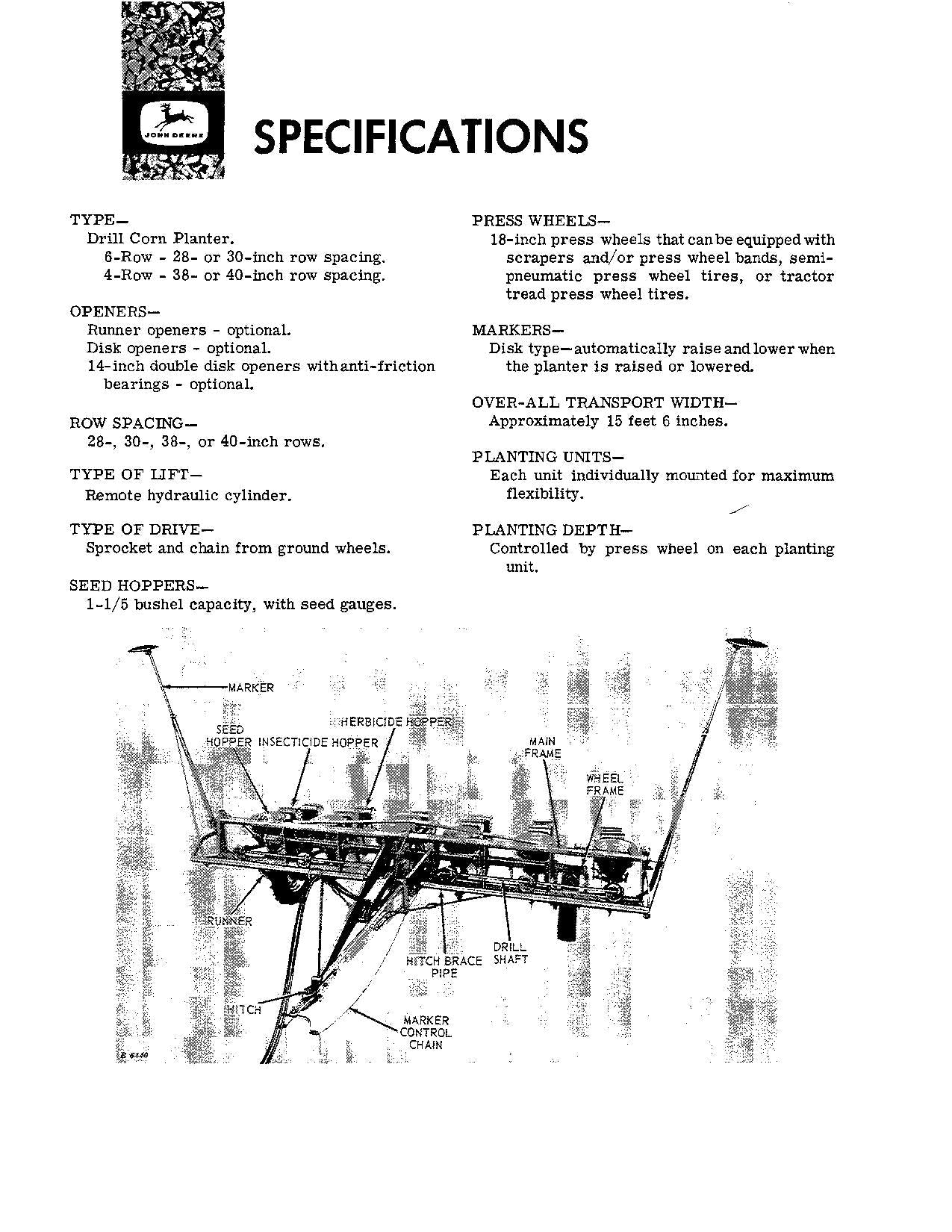 JOHN DEERE 494AN 694AN PLANTER OPERATORS MANUAL