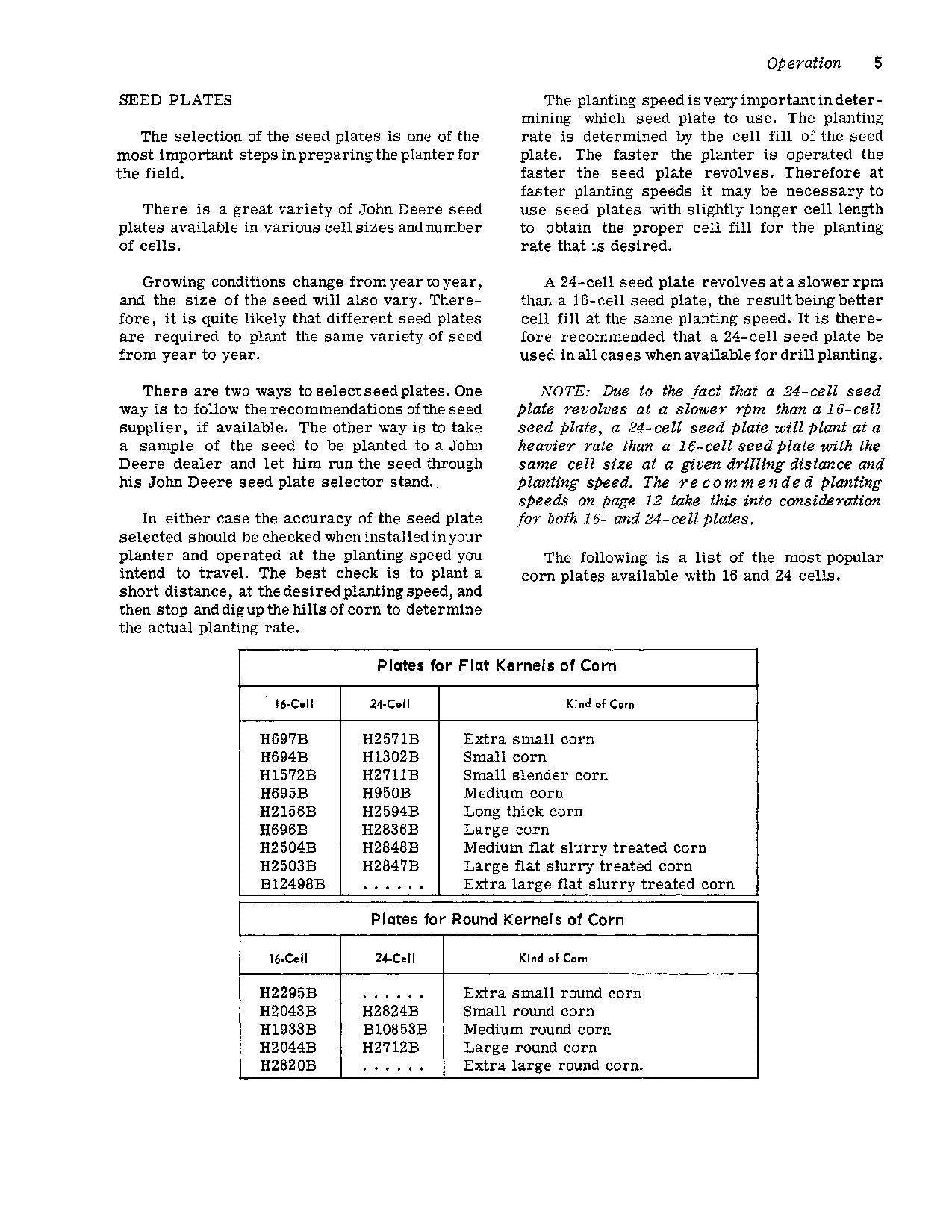 JOHN DEERE 494AN 694AN PLANTER OPERATORS MANUAL