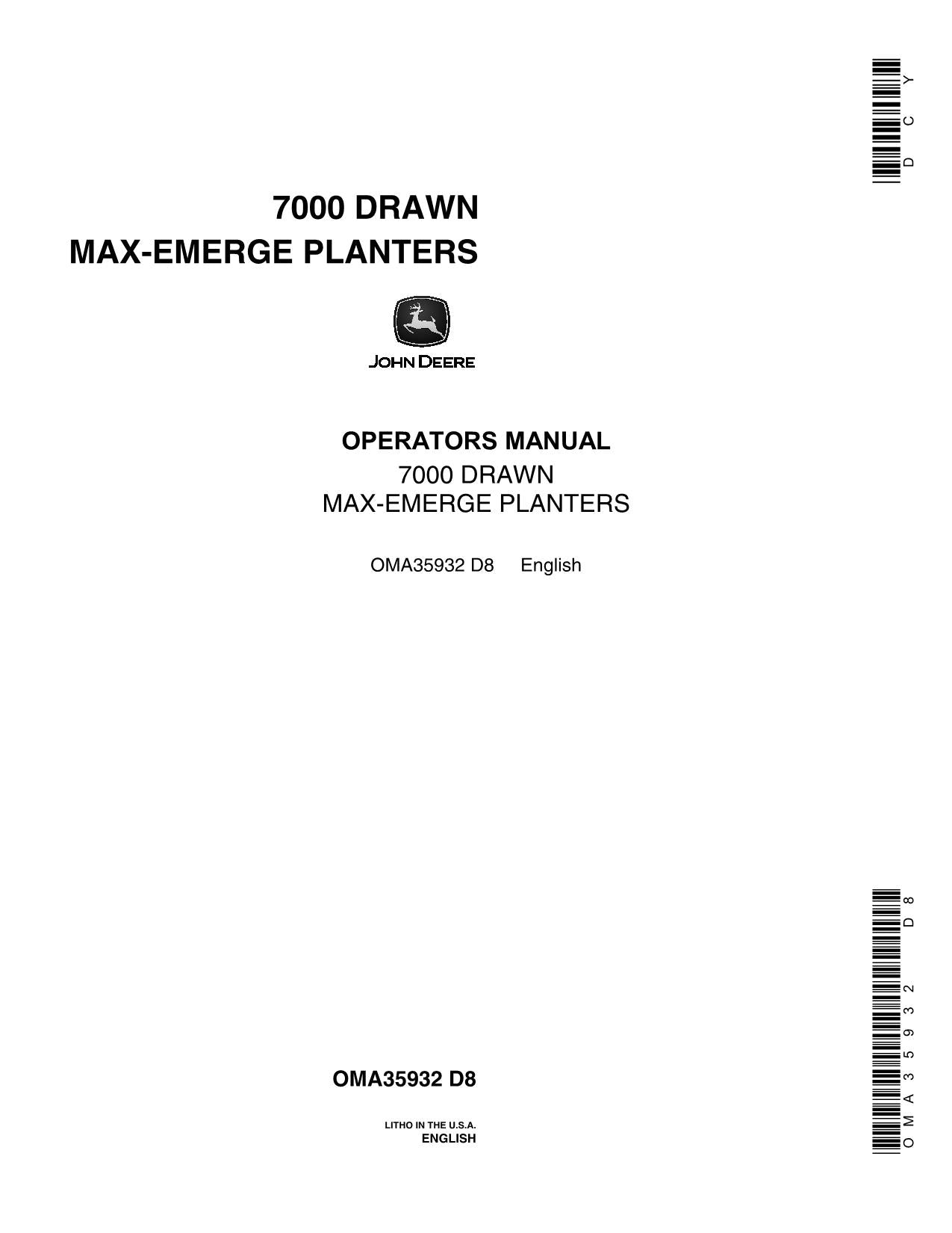 Manuel d'utilisation du semoir à coton et à maïs John Deere 7000 DRAWN 4RN 6RN 4RW #5