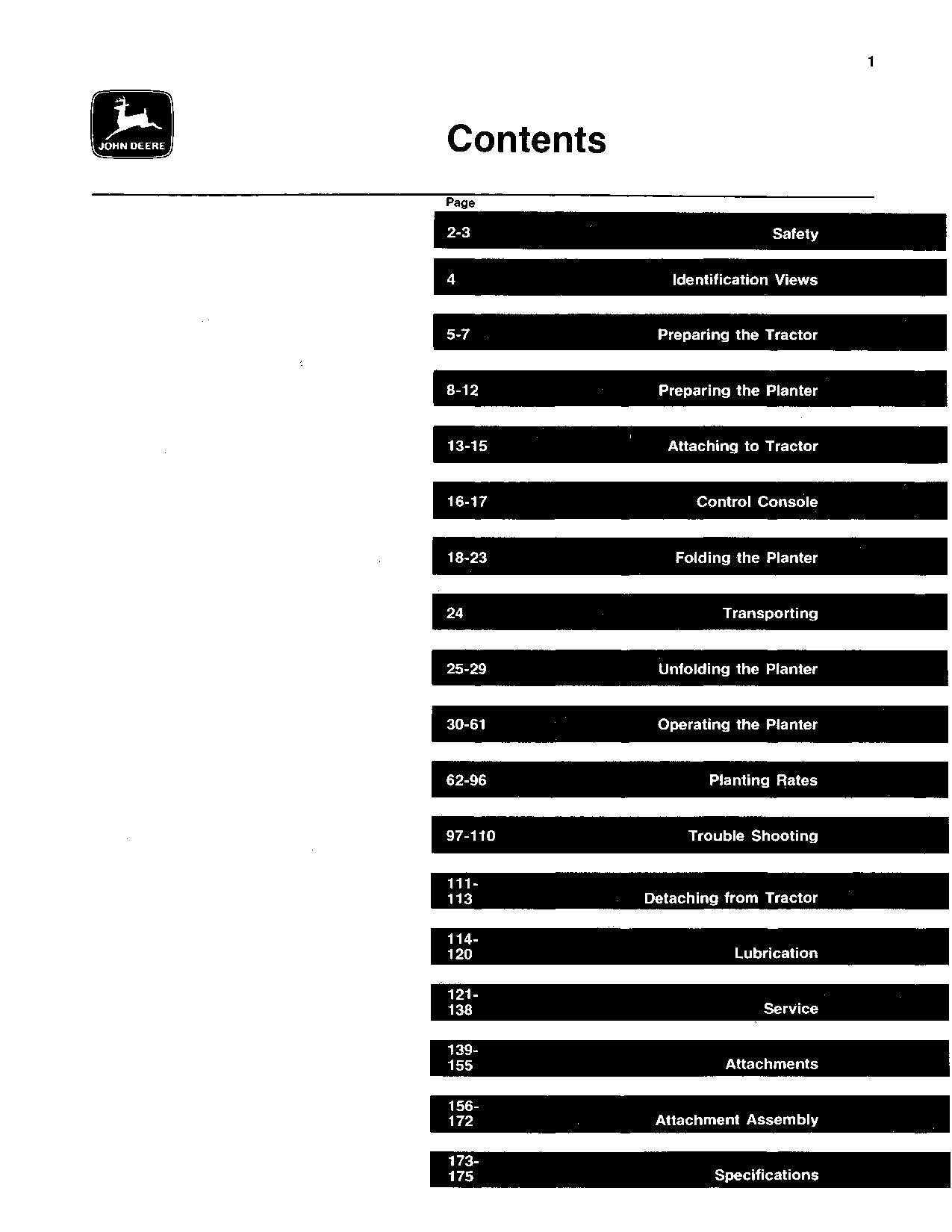 JOHN DEERE 7000 DRAWN (FOLDING) PLANTERS 24RN PLANTER OPERATORS MANUAL #12