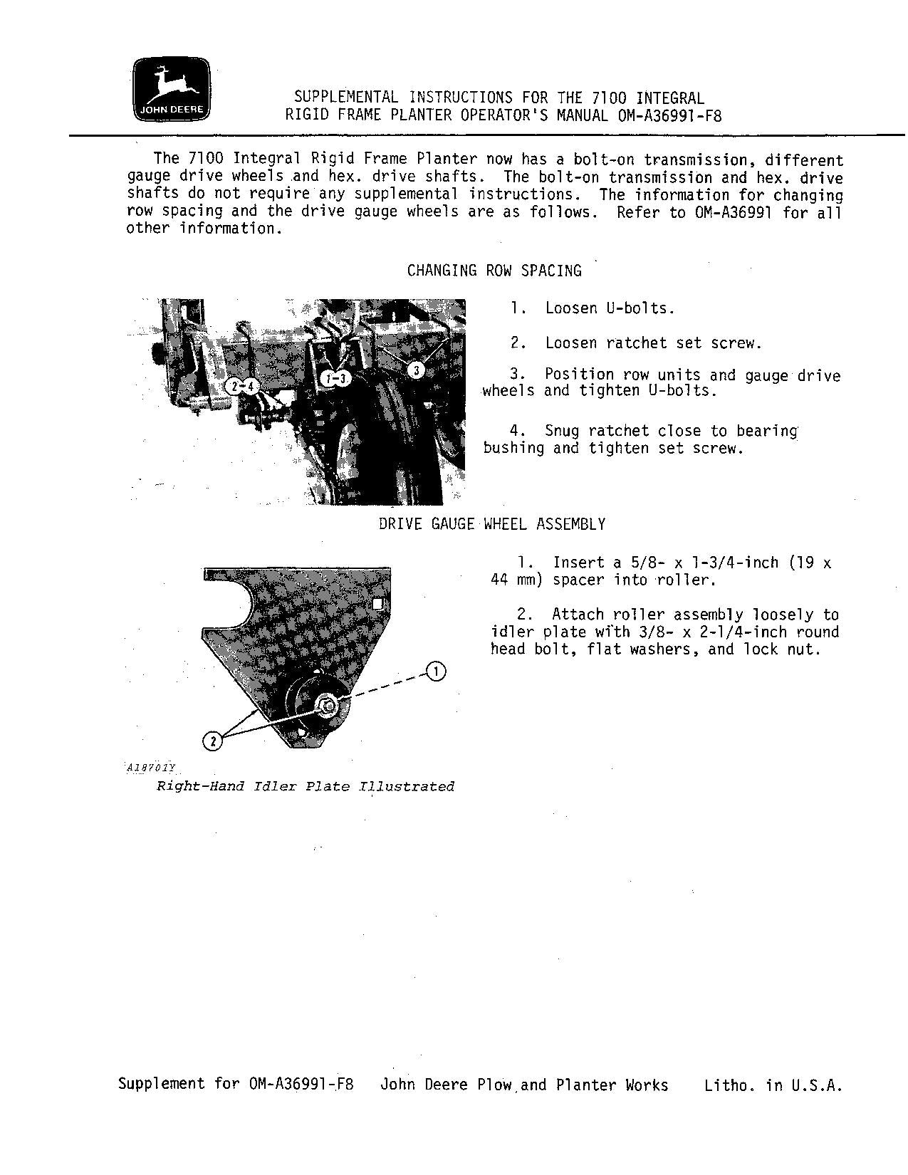 JOHN DEERE 7100 INTEGRAL RIGID MAX-EMERGE PLANTER OPERATORS MANUAL #5