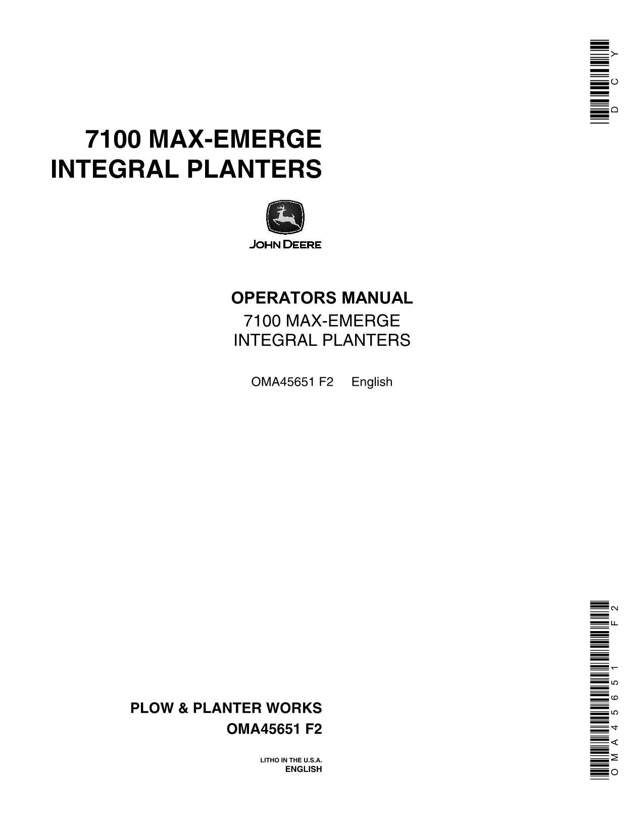 MANUEL D'UTILISATION DU SEMOIR INTÉGRAL JOHN DEERE 7100 MAXEMERGE #6