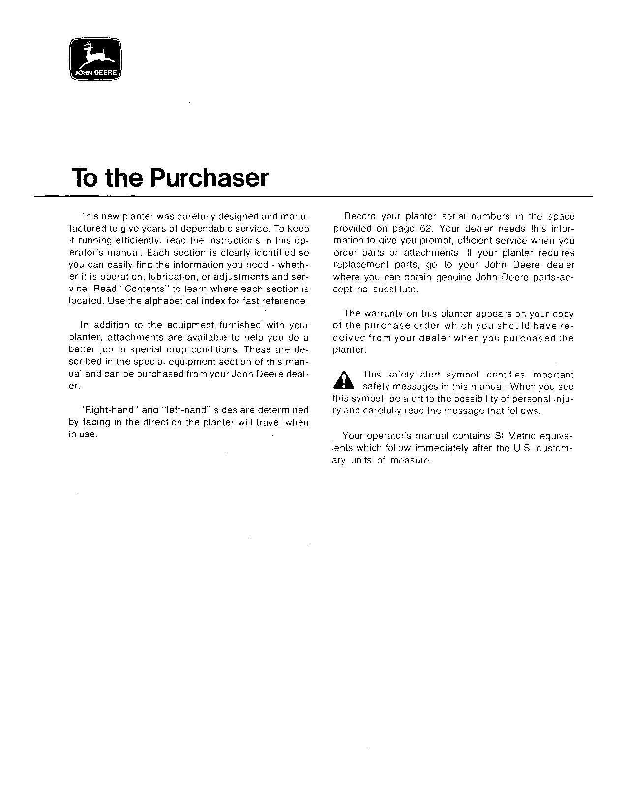 JOHN DEERE 80 PLANTER OPERATORS MANUAL #2