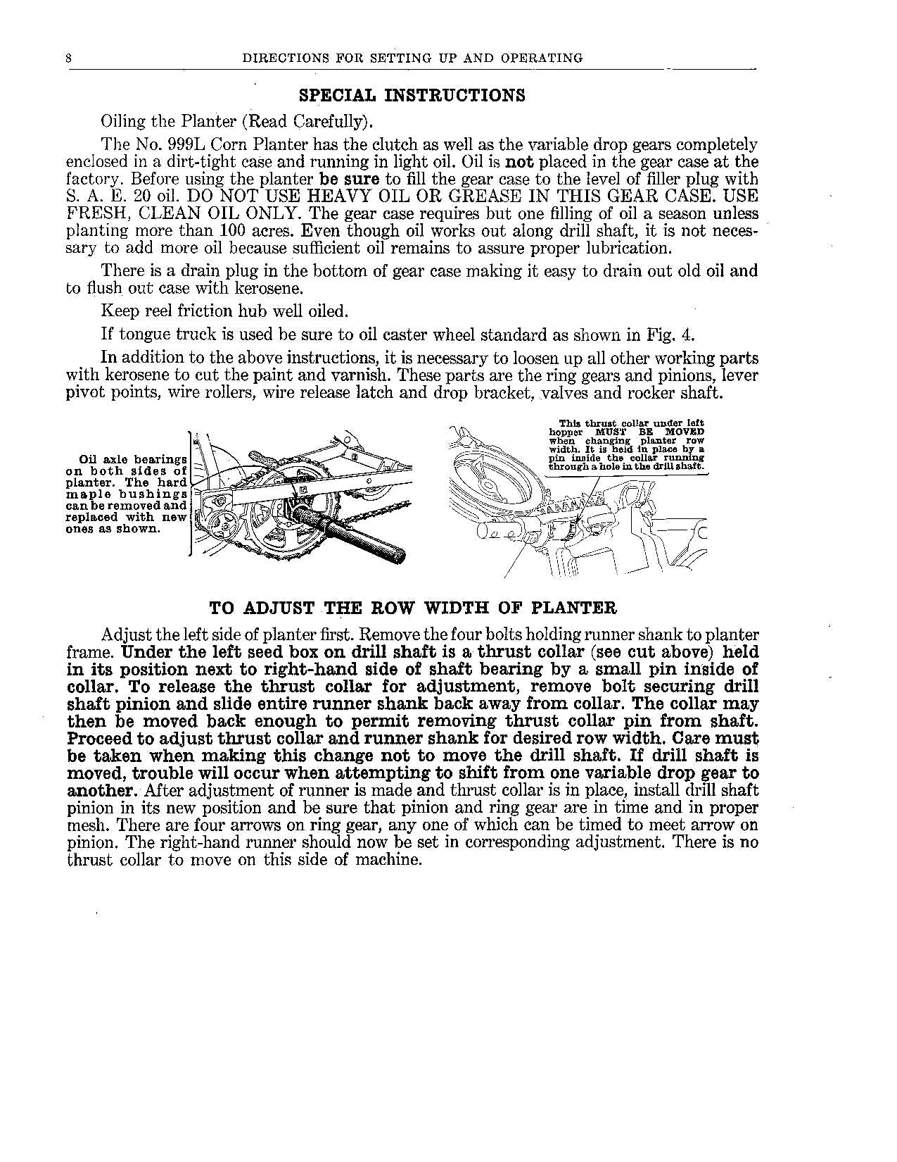 JOHN DEERE 999L PLANTER OPERATORS MANUAL